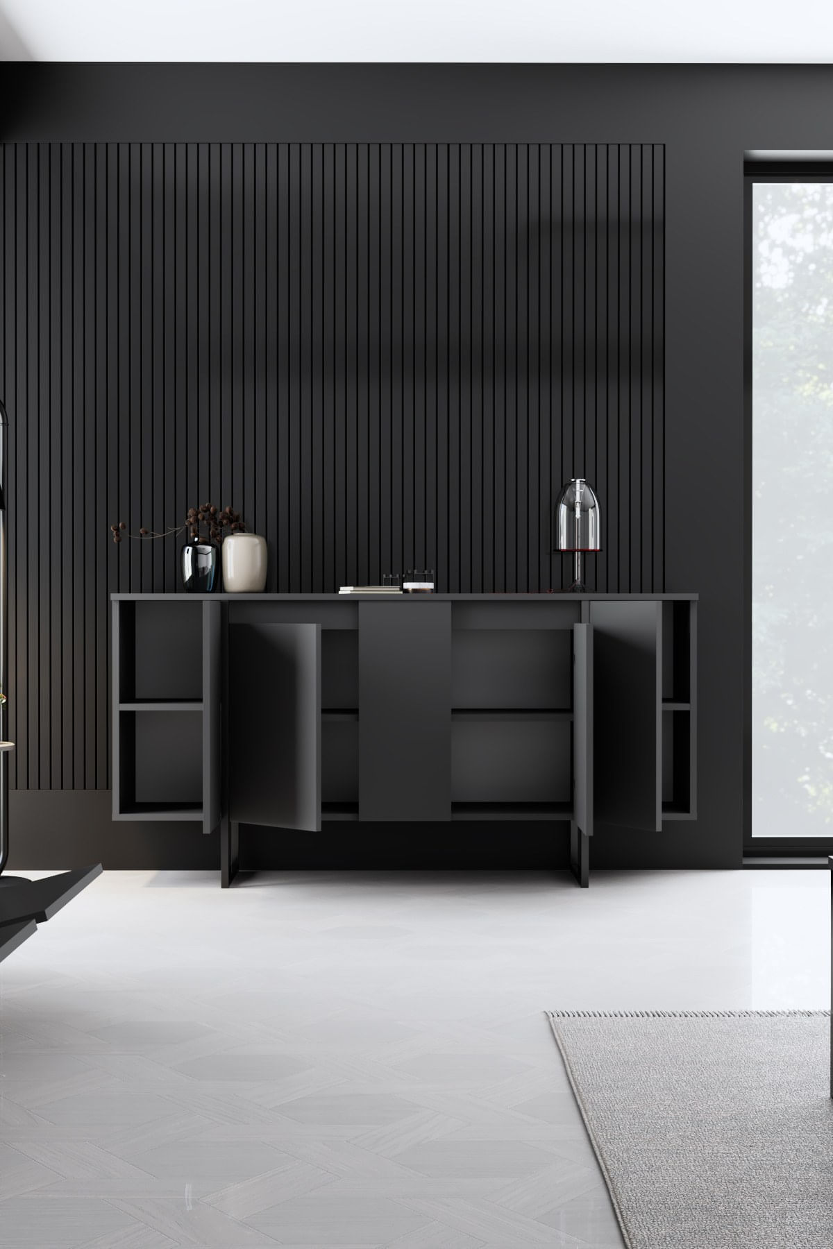Consola, Hanah Home, pal melaminat, nuc si negru, 160x35x80 cm, 618BLY1175 - 5 | YEO