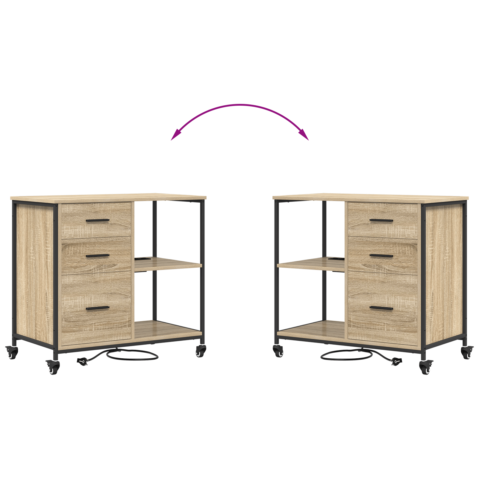 Dulap de birou Stejar sonoma 76 x 41 x 72 cm Lemn compozit — imaginea 9