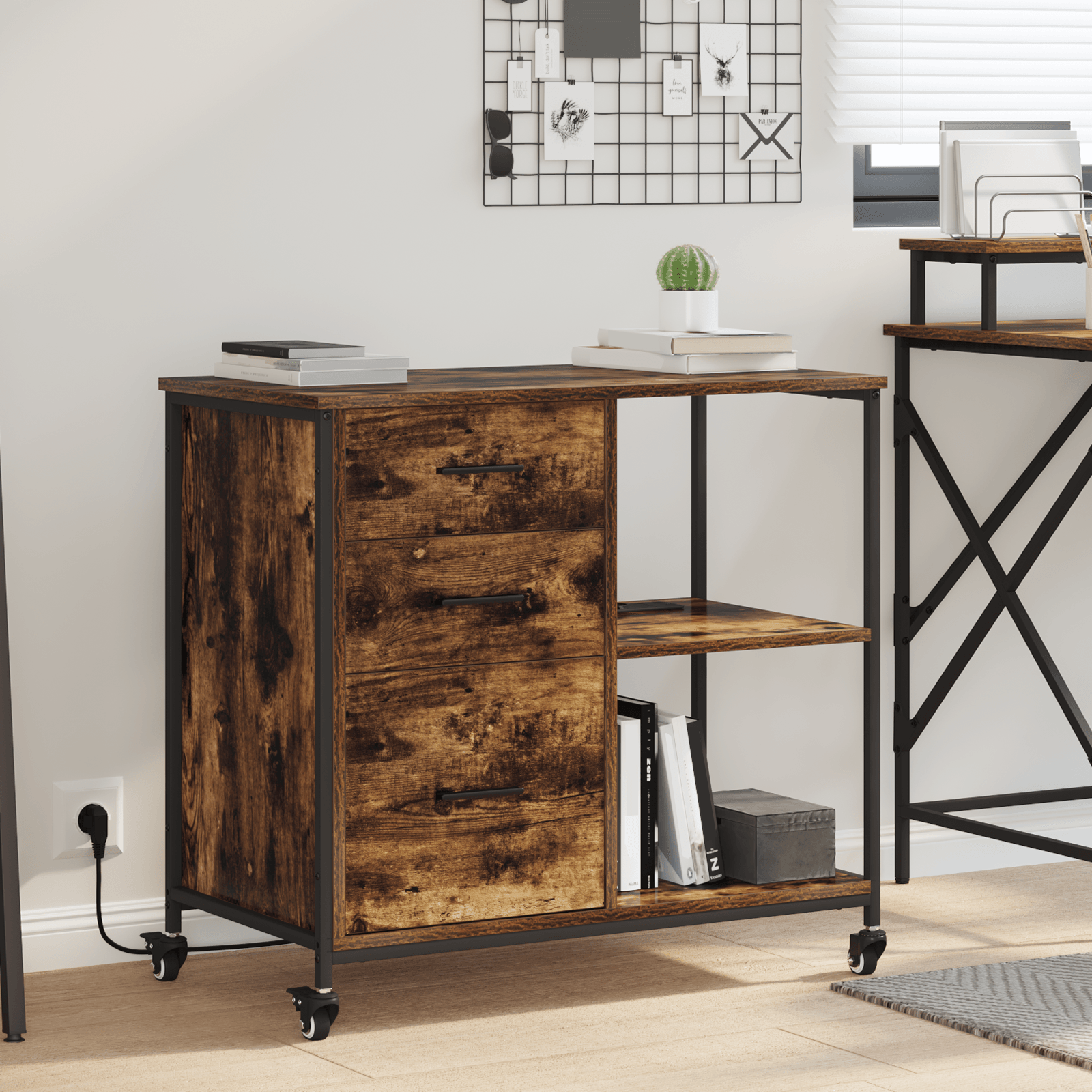 Dulap de birou Stejar afumat 76 x 41 x 72 cm Lemn compozit