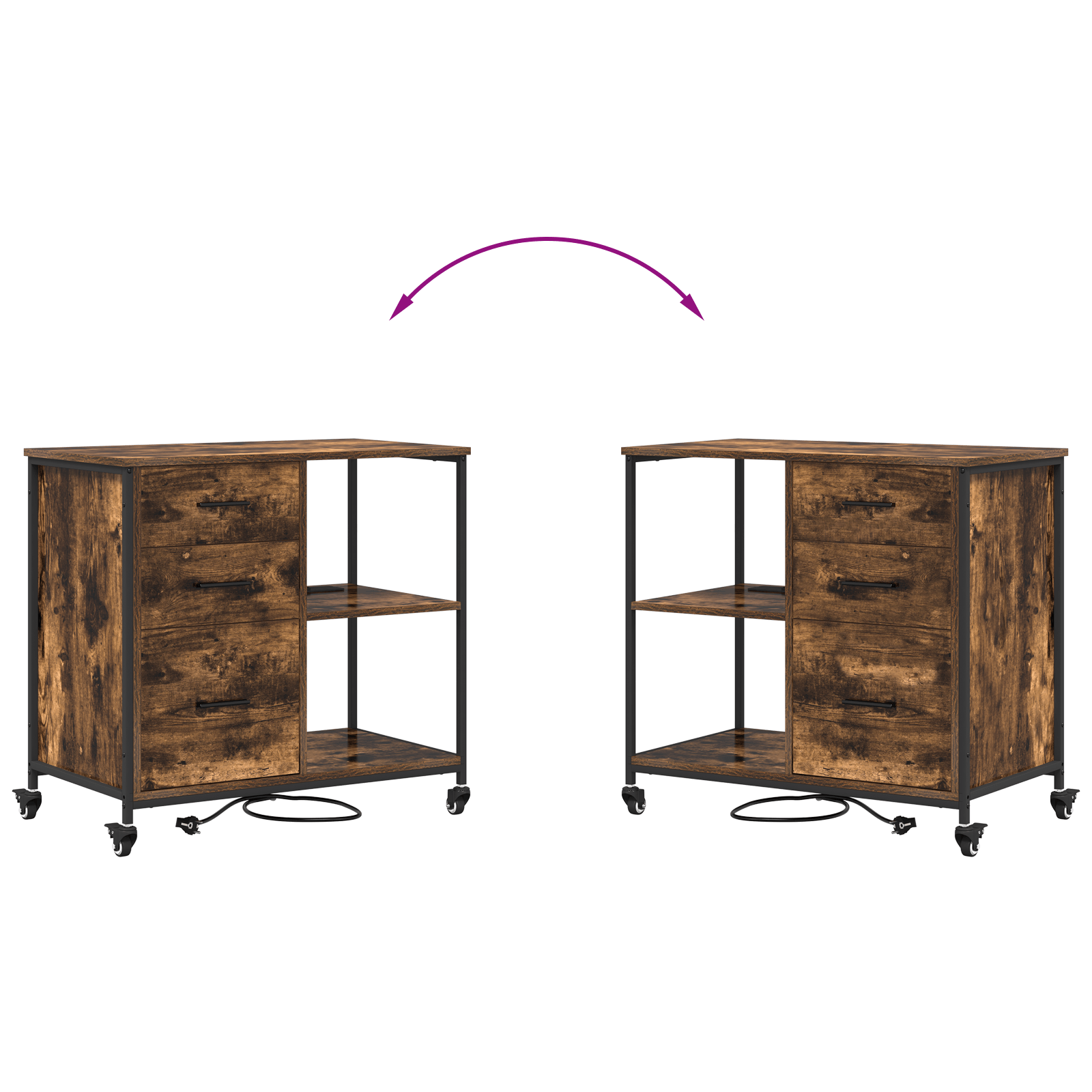 Dulap de birou Stejar afumat 76 x 41 x 72 cm Lemn compozit — imaginea 9