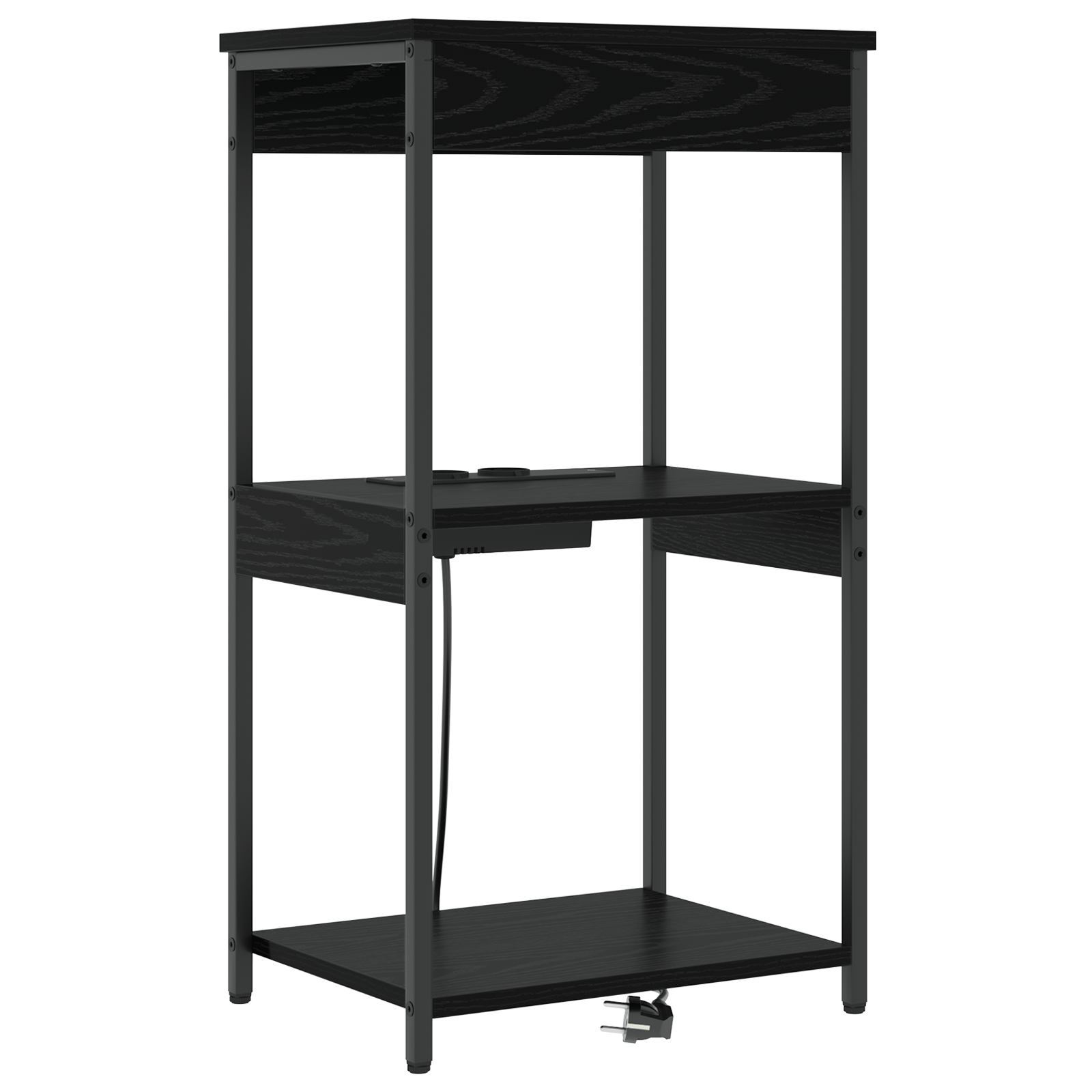 Cabinet de noptiere cu statie de incarcare cu raft Stejar negru — imaginea 2