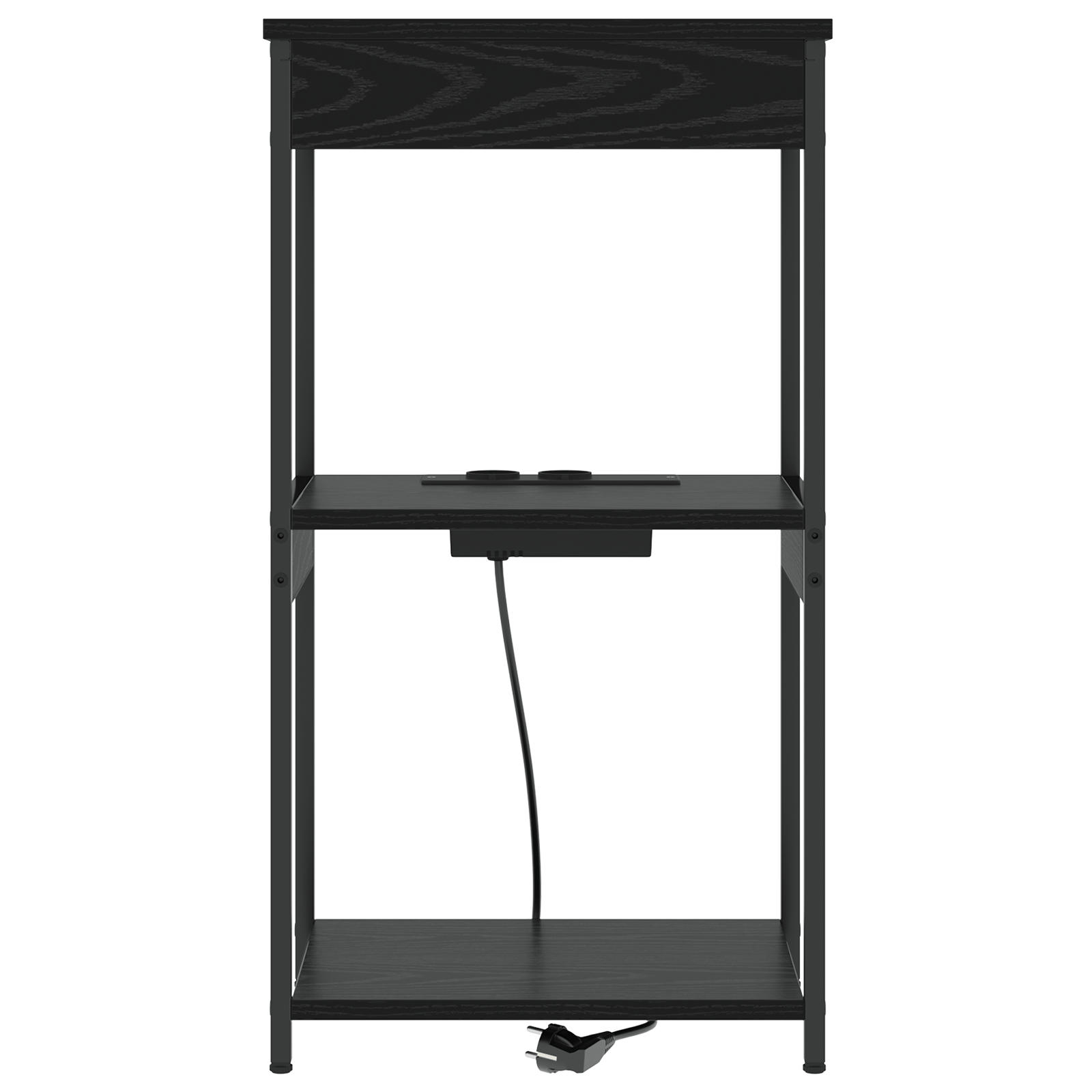 Cabinet de noptiere cu statie de incarcare cu raft Stejar negru — imaginea 5