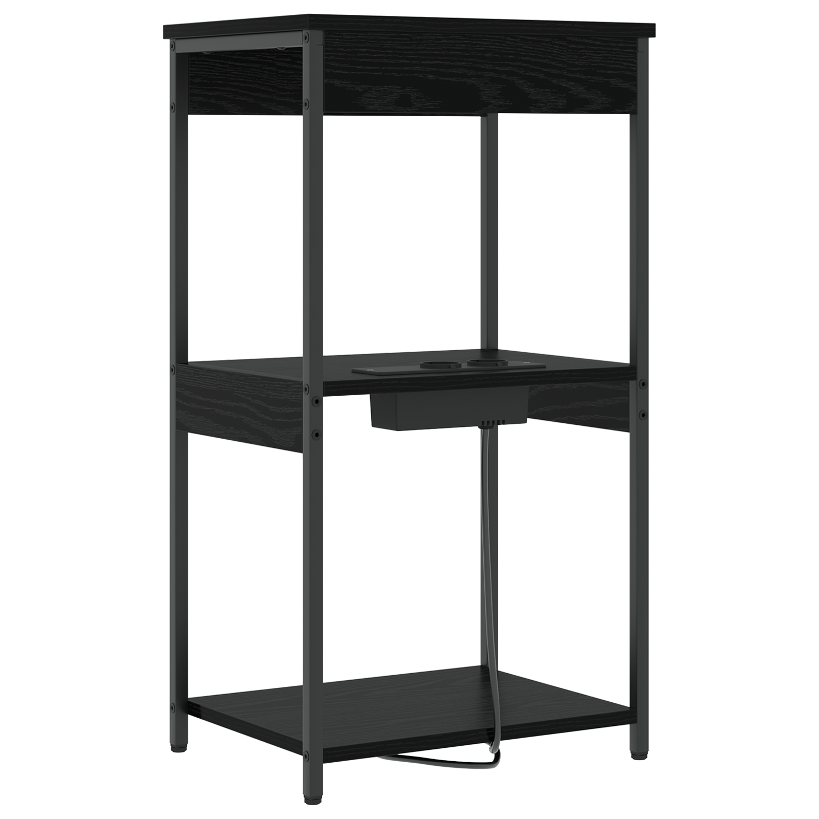 Cabinet de noptiere cu statie de incarcare cu raft Stejar negru — imaginea 7