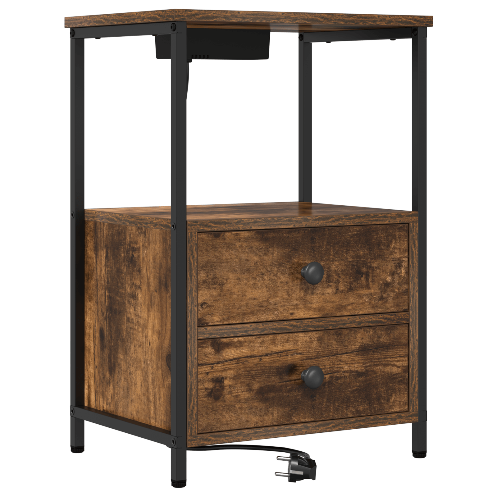 Cabinet de noptiere cu statie de incarcare Stejar afumat — imaginea 2