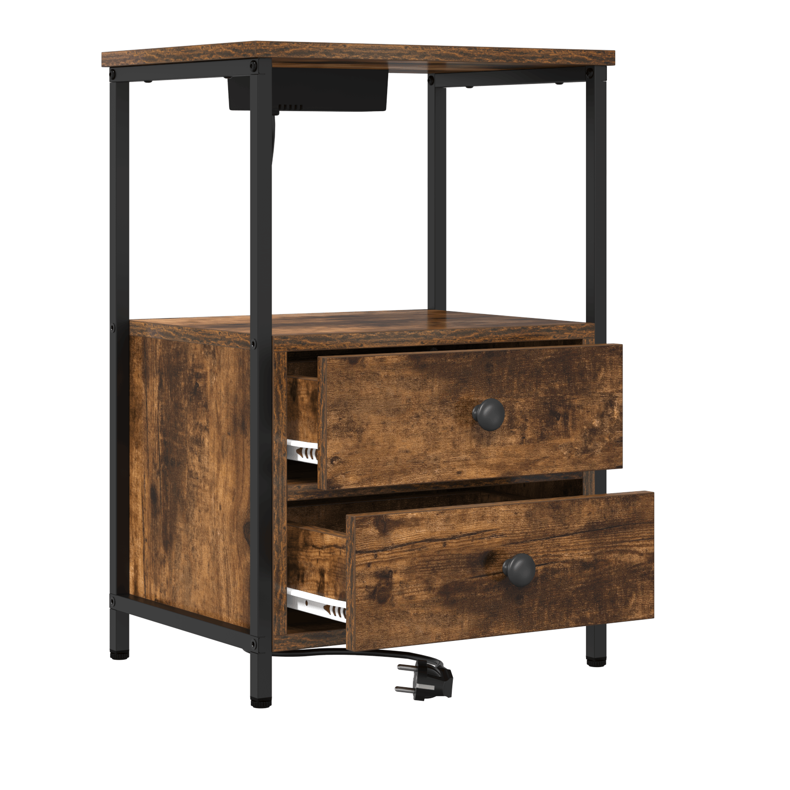 Cabinet de noptiere cu statie de incarcare Stejar afumat — imaginea 5