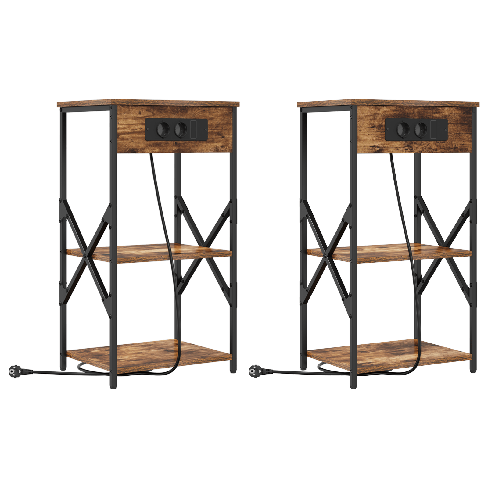 Noptiere 2 pcs Stejar afumat 41 x 31 x 76 cm Lemn compozit — imaginea 2