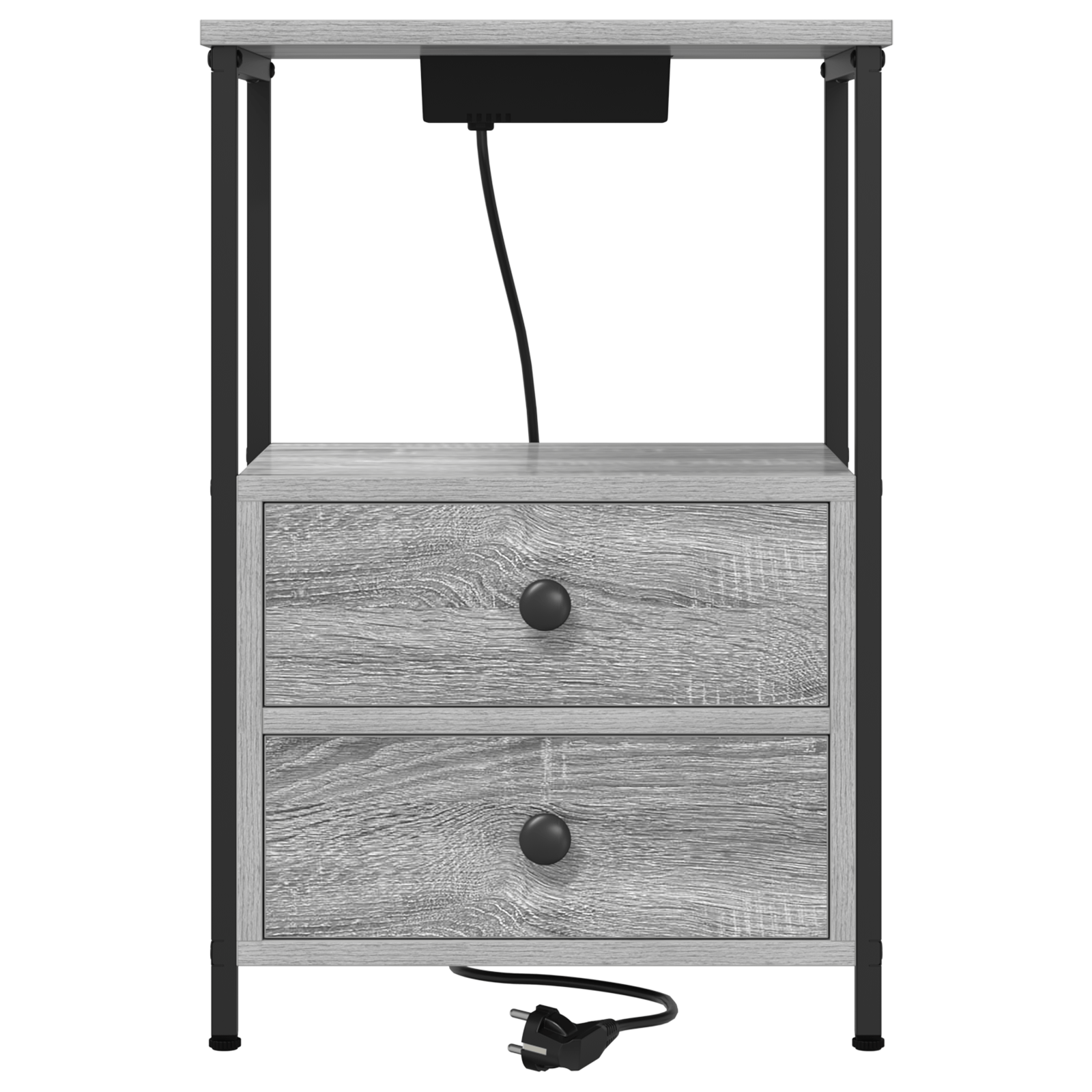 Cabinet de noptiere cu statie de incarcare cu sertar sonoma gri — imaginea 6