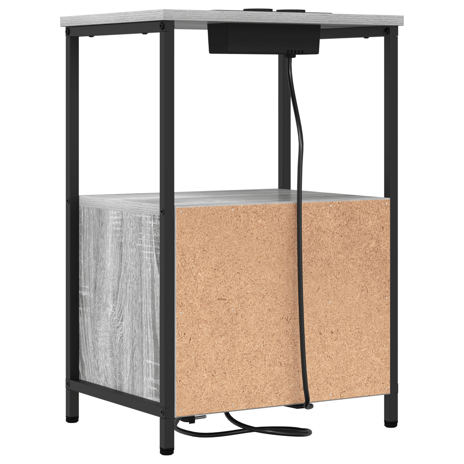 Cabinet de noptiere cu statie de incarcare cu sertar sonoma gri — imaginea 8