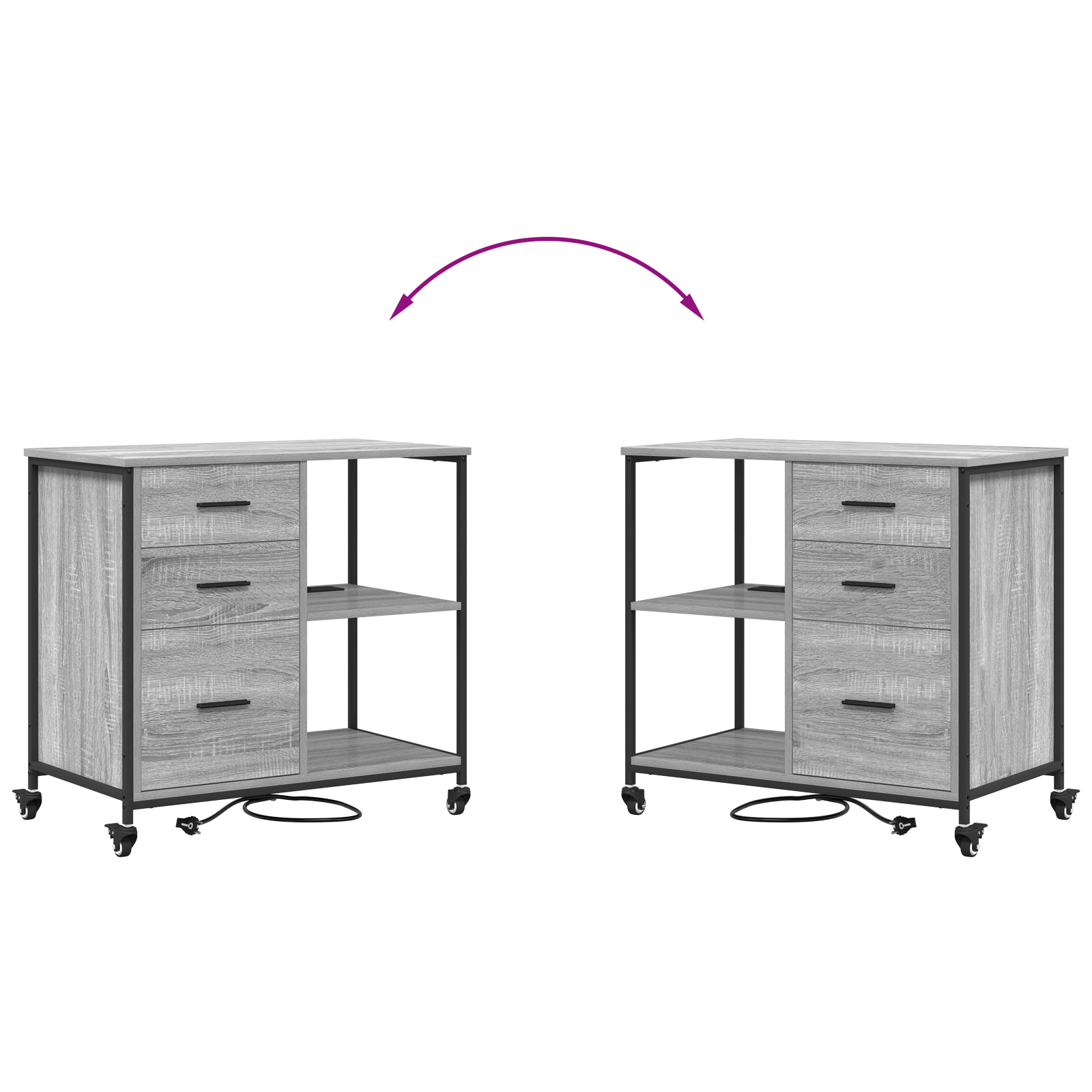 Dulap de birou sonoma gri 76 x 41 x 72 cm Lemn compozit — imaginea 9