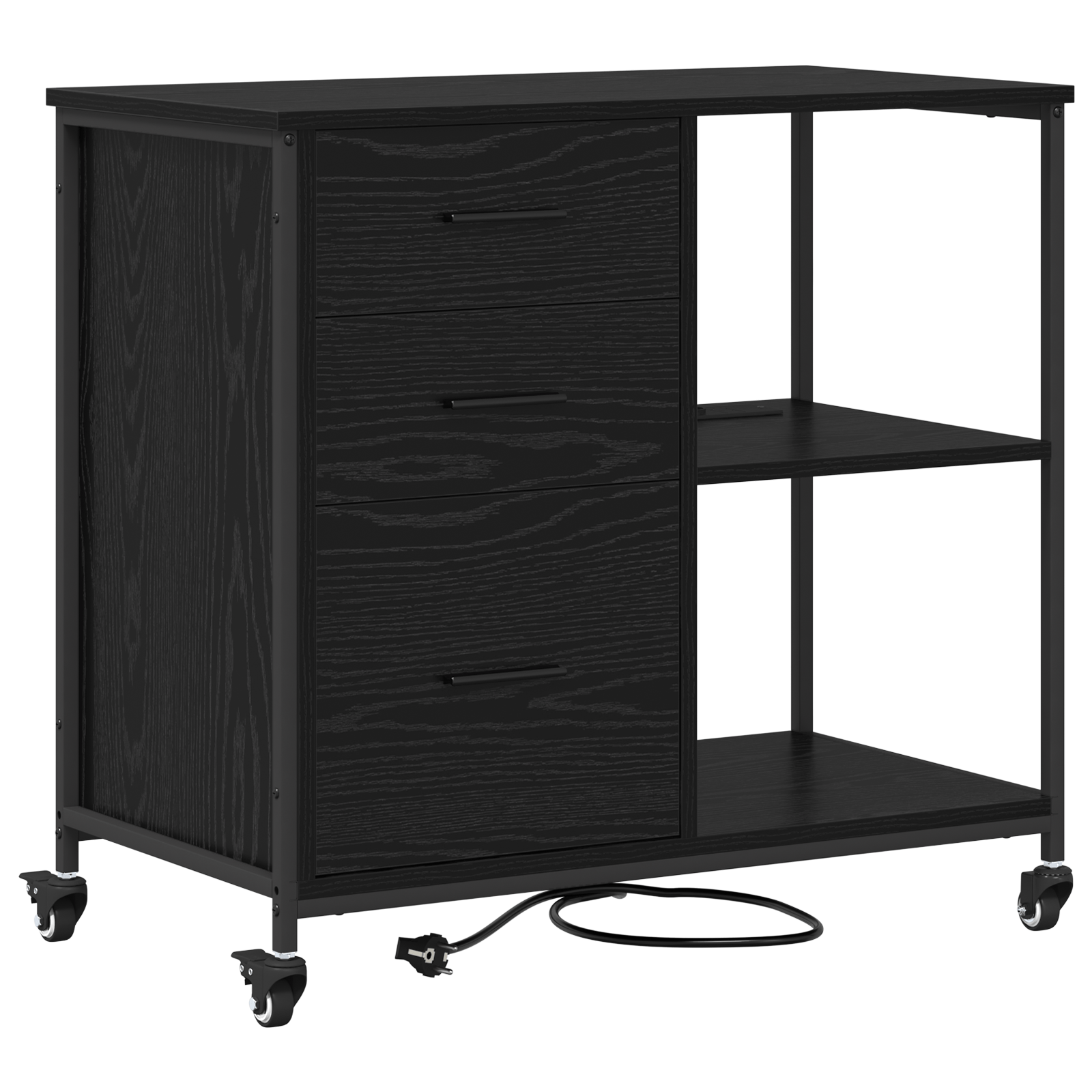 Dulap de birou Stejar negru 76 x 41 x 72 cm Lemn compozit — imaginea 2