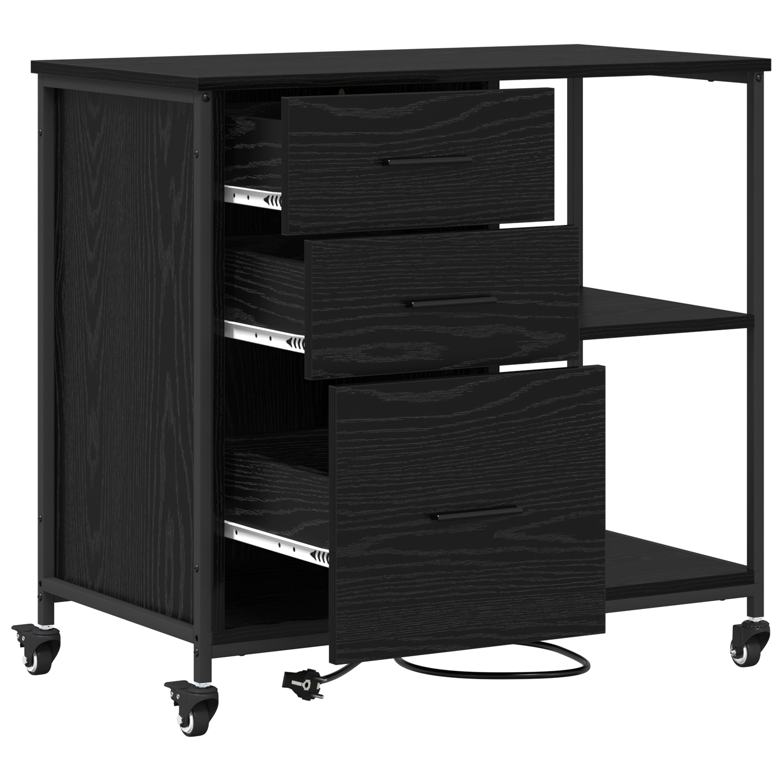 Dulap de birou Stejar negru 76 x 41 x 72 cm Lemn compozit — imaginea 4