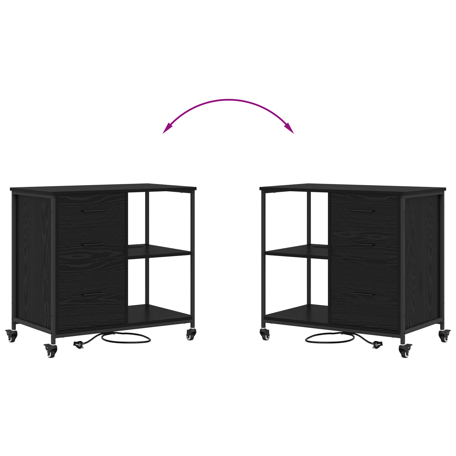 Dulap de birou Stejar negru 76 x 41 x 72 cm Lemn compozit — imaginea 9
