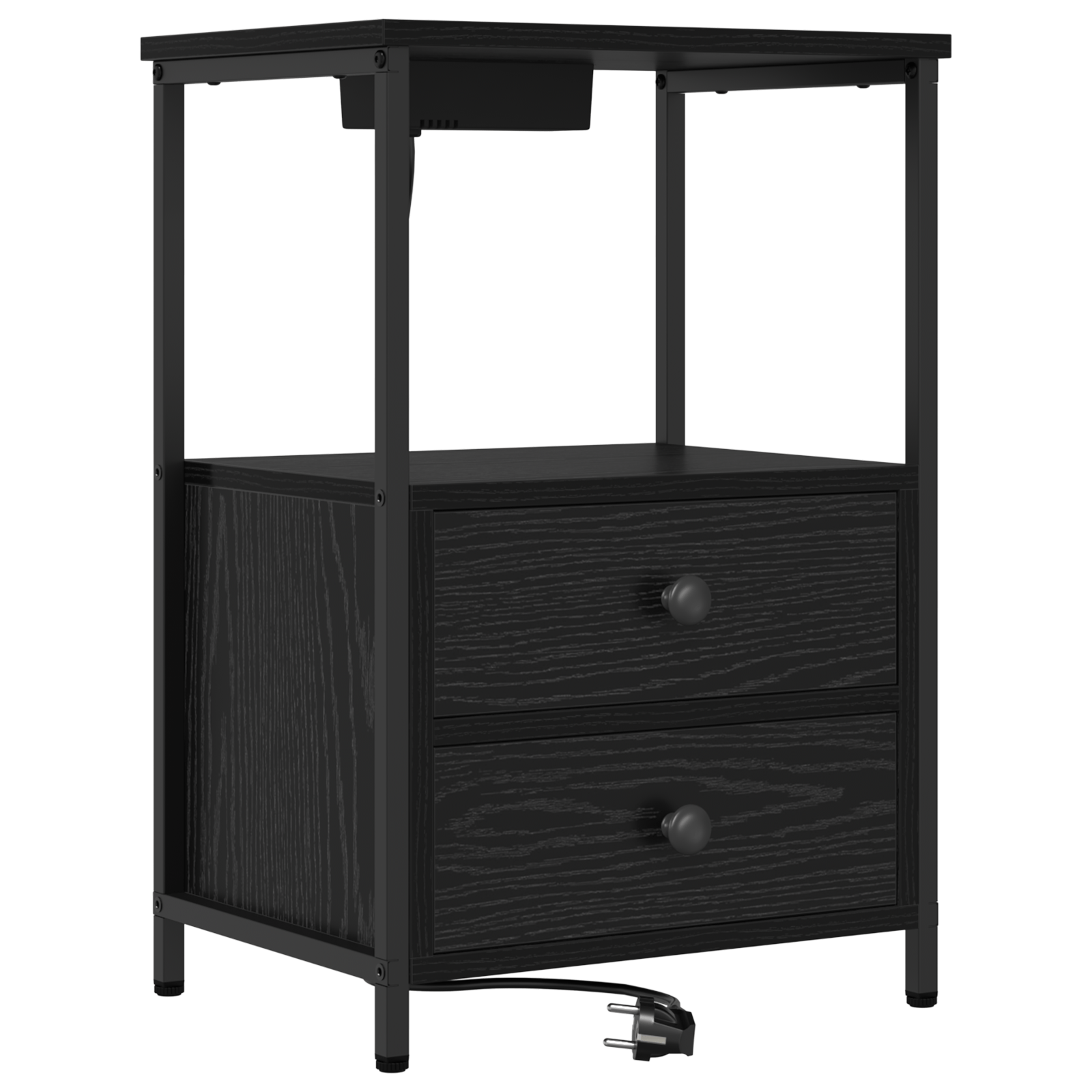 Cabinet de noptiere cu statie de incarcare Stejar negru — imaginea 2