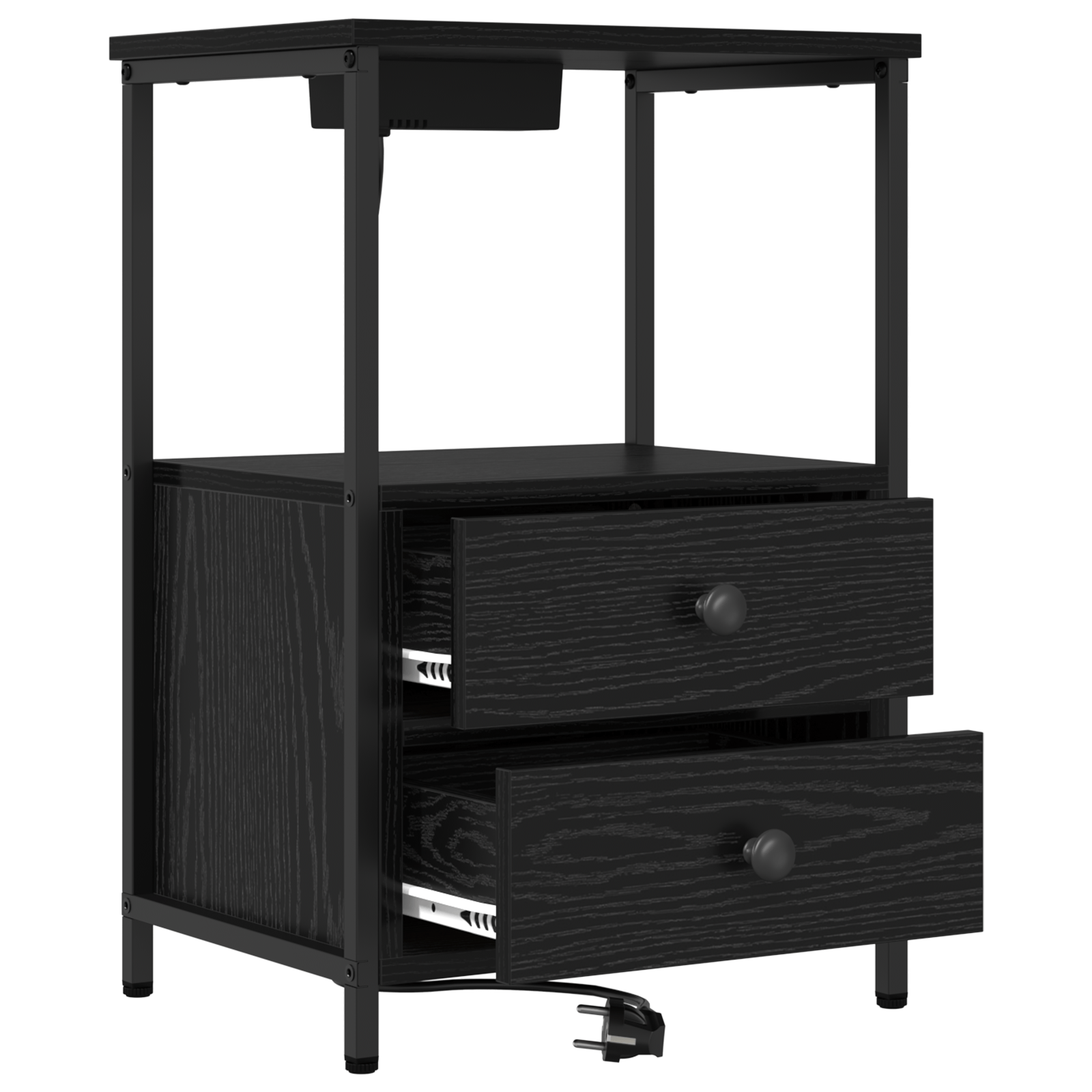 Cabinet de noptiere cu statie de incarcare Stejar negru — imaginea 5