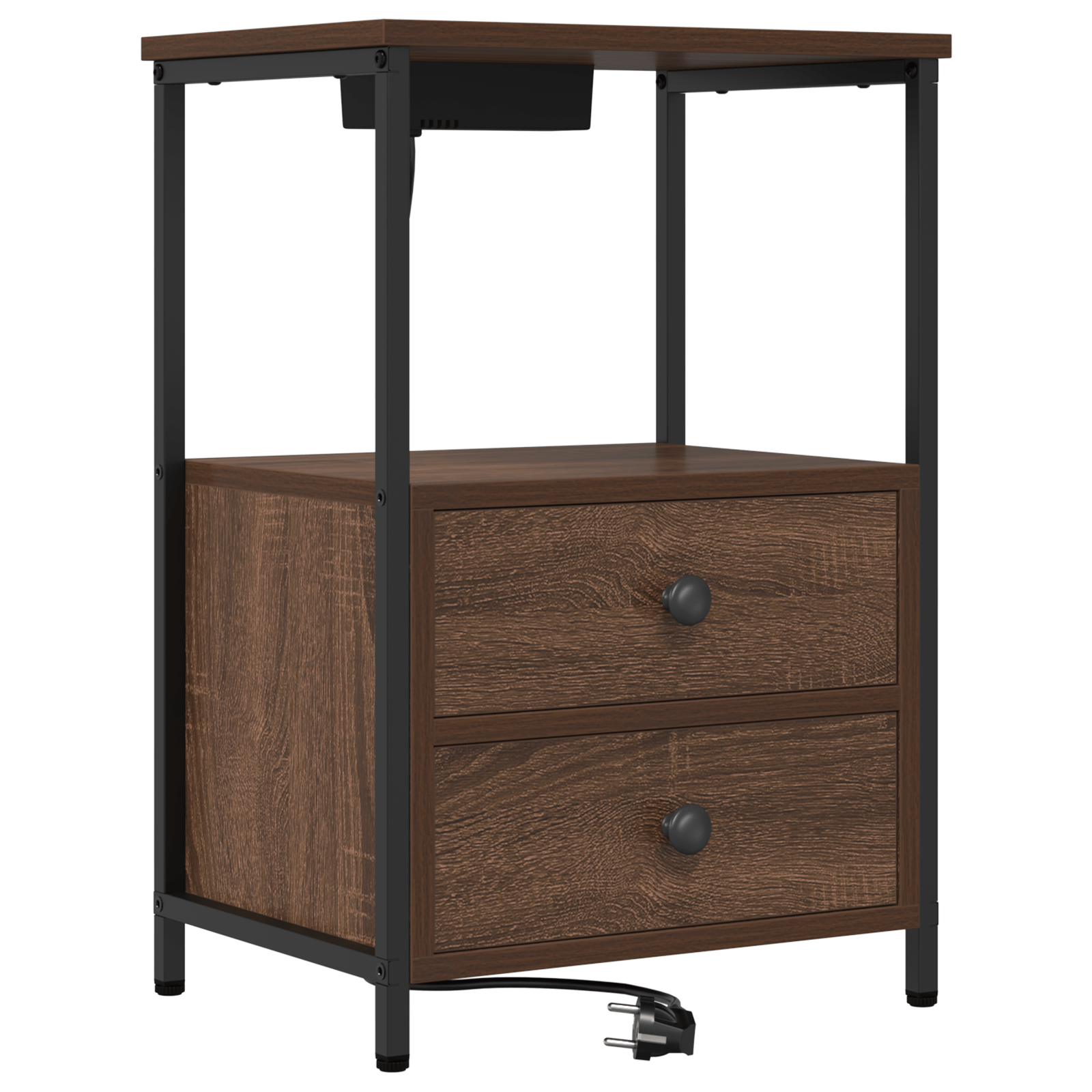 Cabinet de noptiere cu statie de incarcare Stejar brun — imaginea 2