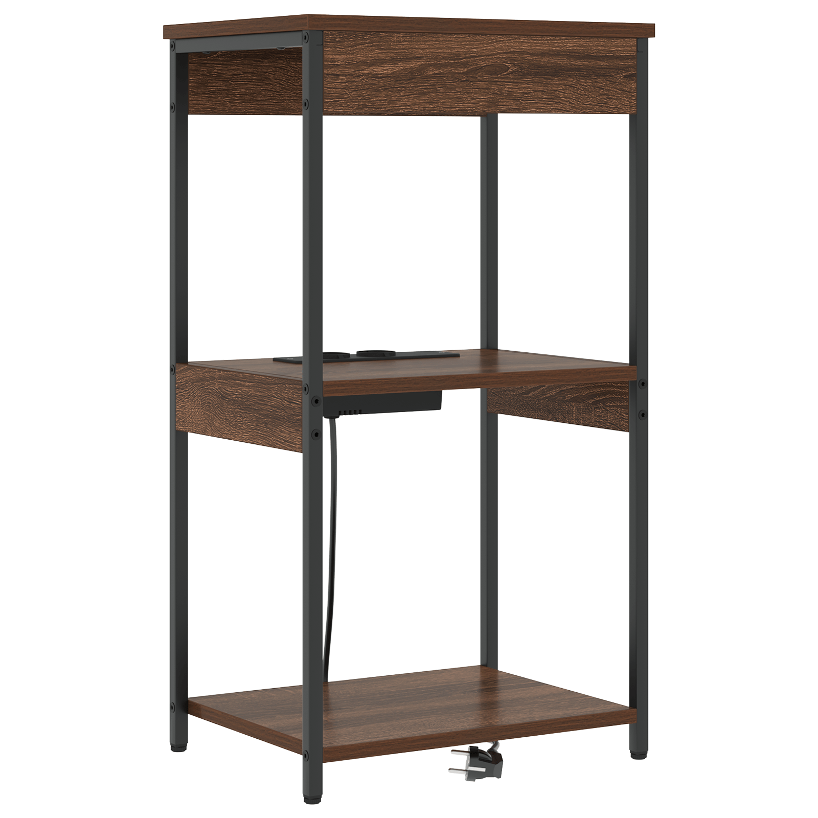 Cabinet de noptiere cu statie de incarcare cu raft Stejar brun — imaginea 2
