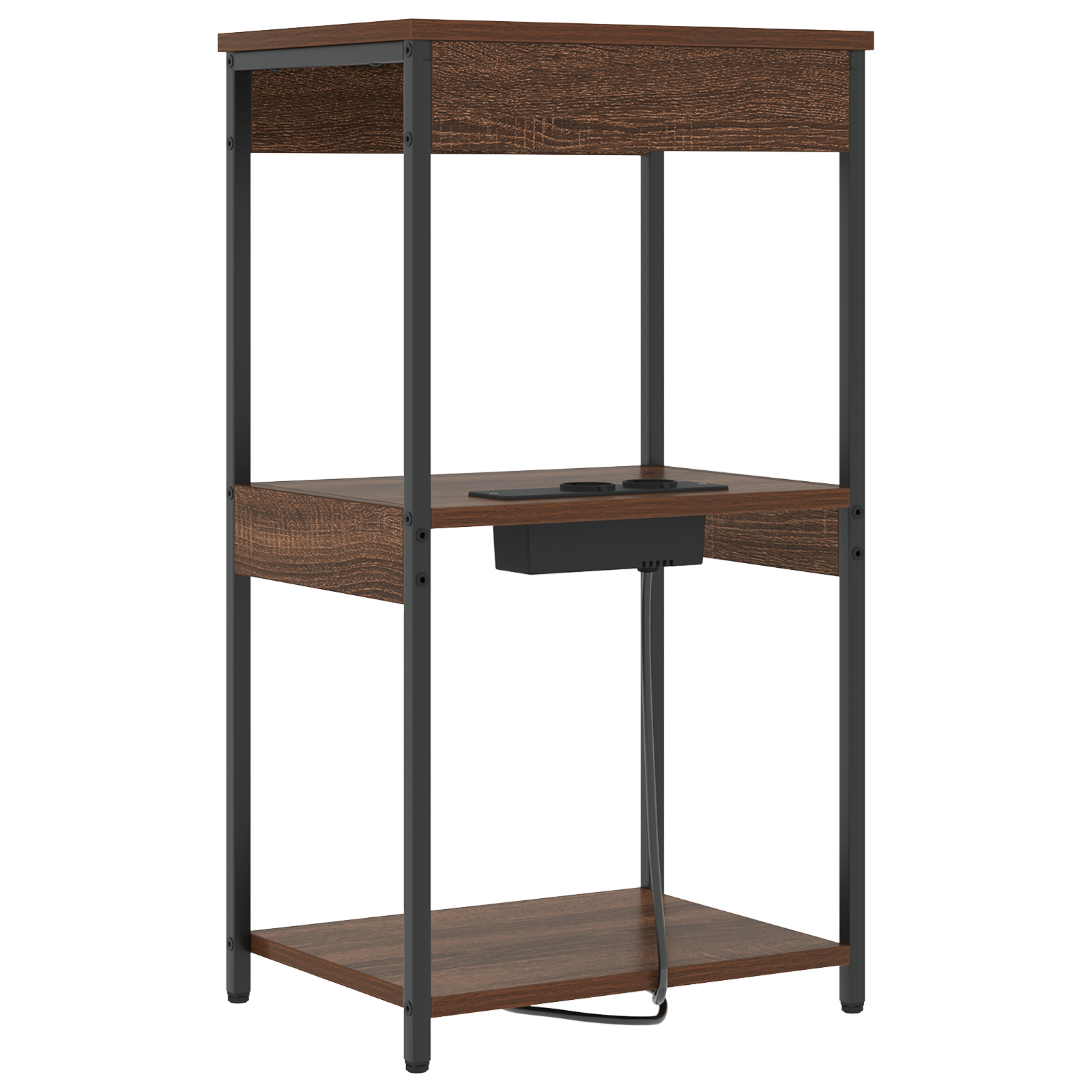 Cabinet de noptiere cu statie de incarcare cu raft Stejar brun — imaginea 7