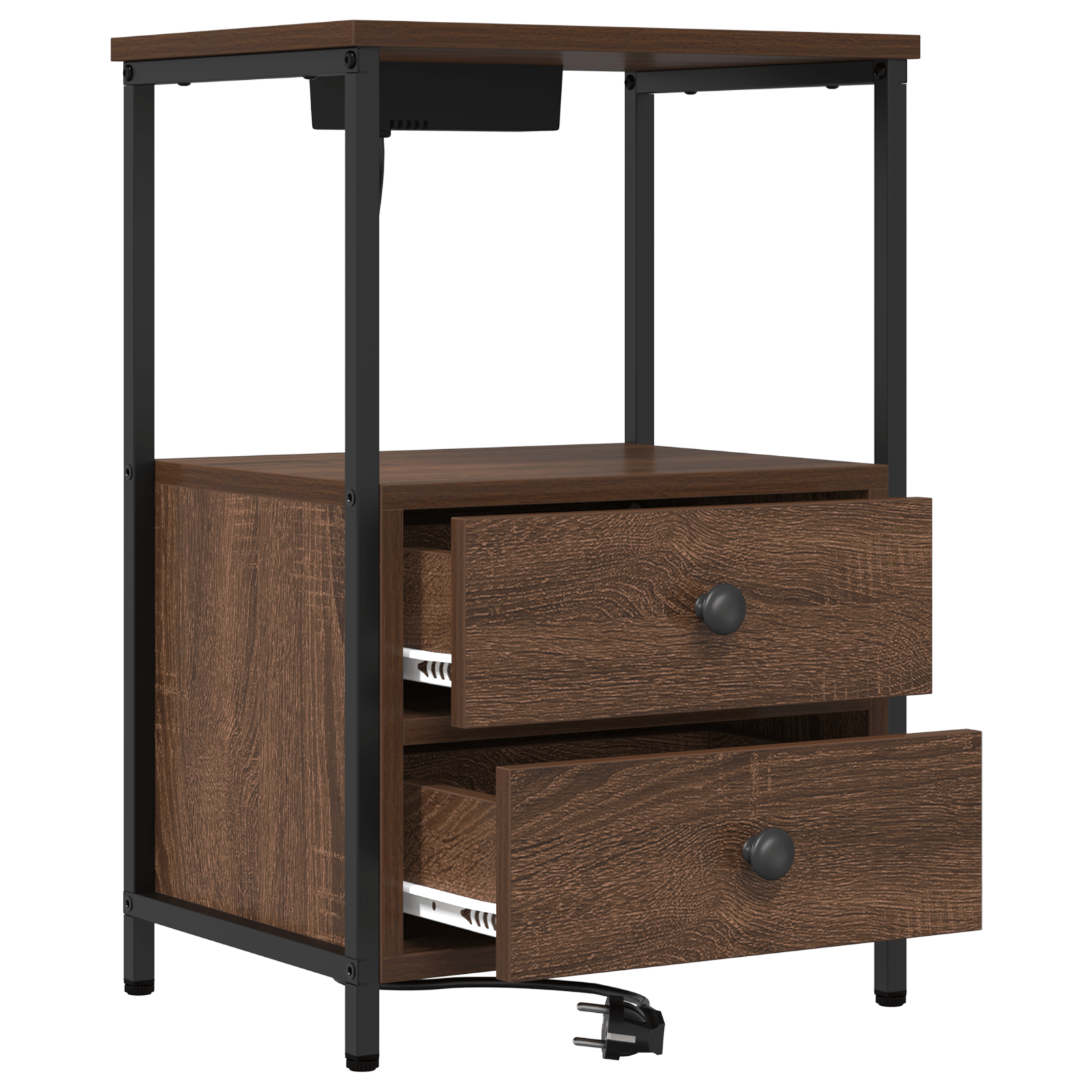 Cabinet de noptiere cu statie de incarcare Stejar brun — imaginea 5