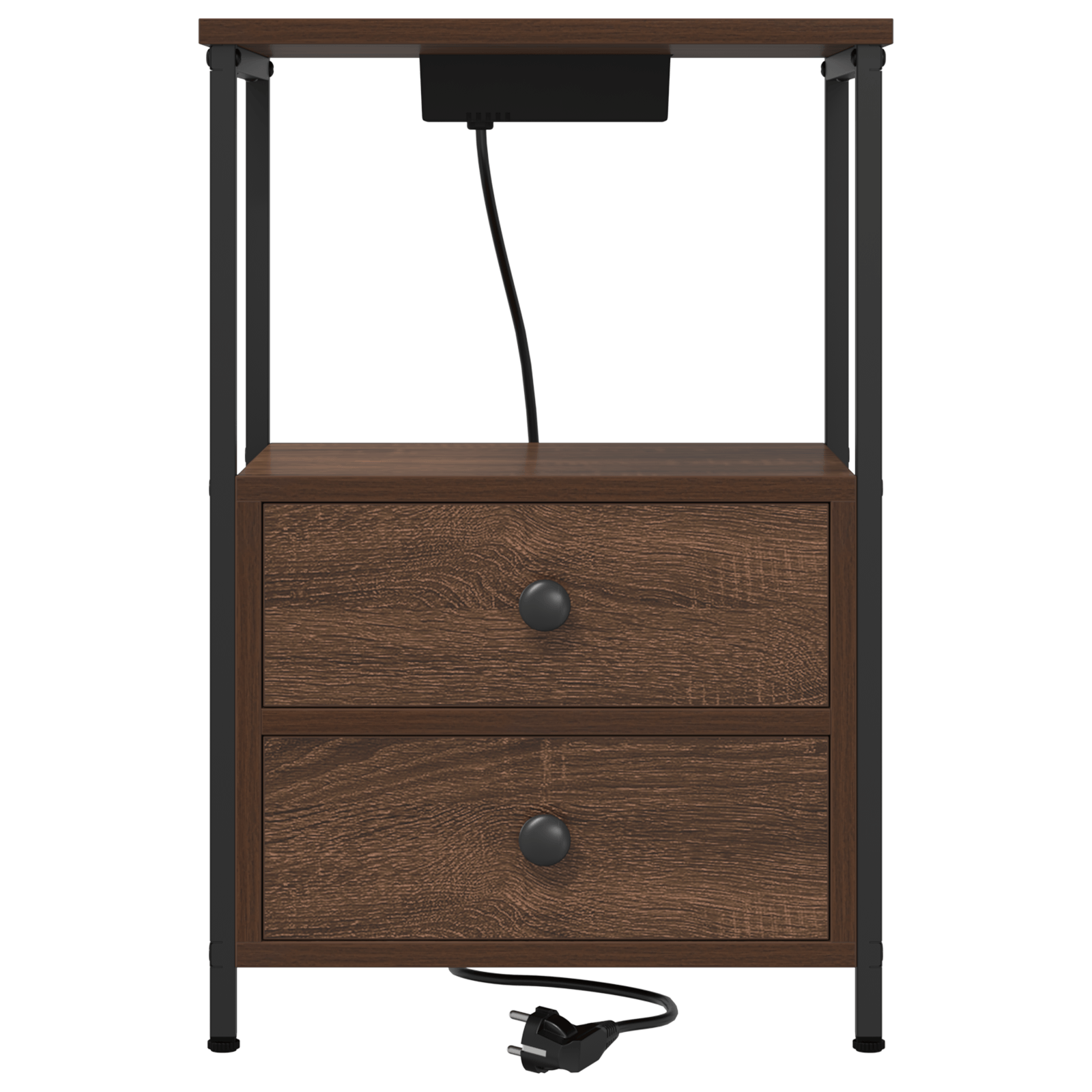 Cabinet de noptiere cu statie de incarcare Stejar brun — imaginea 6