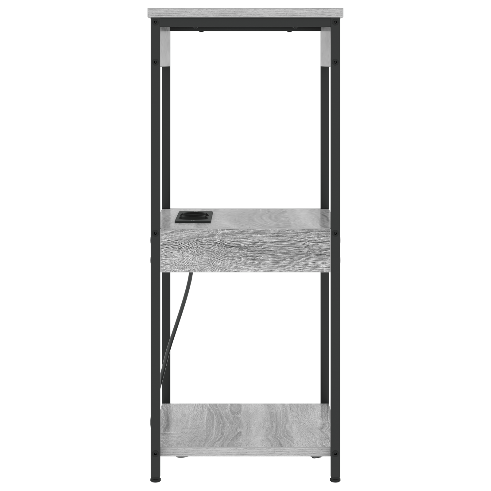 Cabinet de noptiere cu statie de incarcare cu raft sonoma gri — imaginea 6