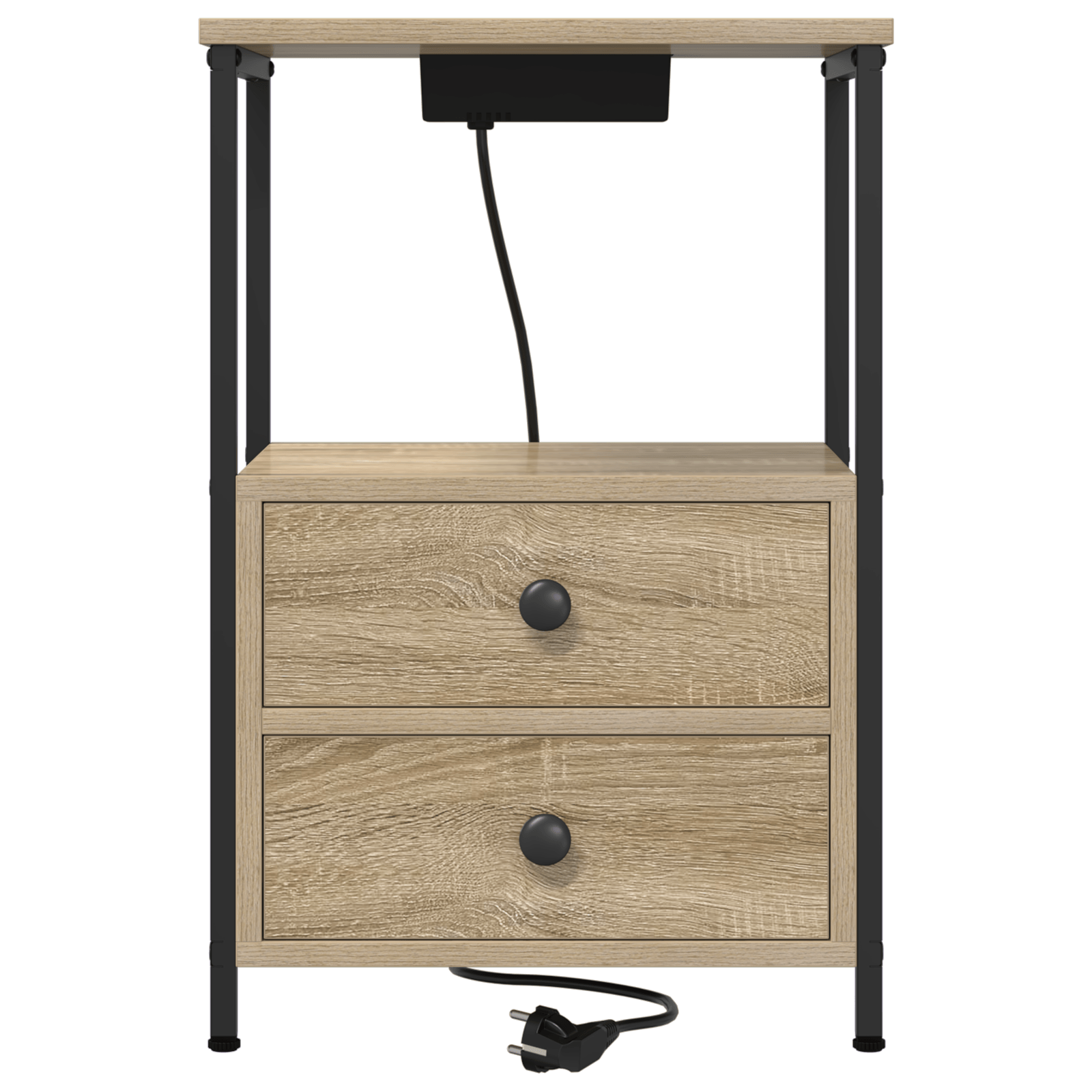 Cabinet de noptiere cu statie de incarcare 2 pcs Stejar sonoma — imaginea 7