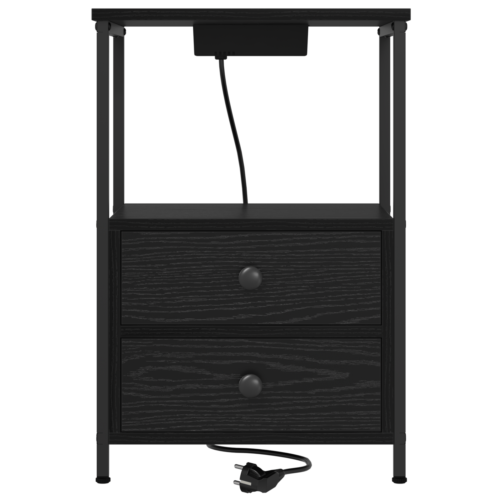 Cabinet de noptiere cu statie de incarcare 2 pcs Stejar negru — imaginea 7
