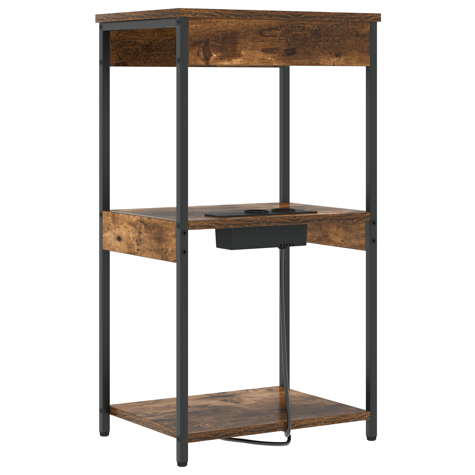 Cabinet de noptiere cu statie de incarcare Stejar afumat — imaginea 7