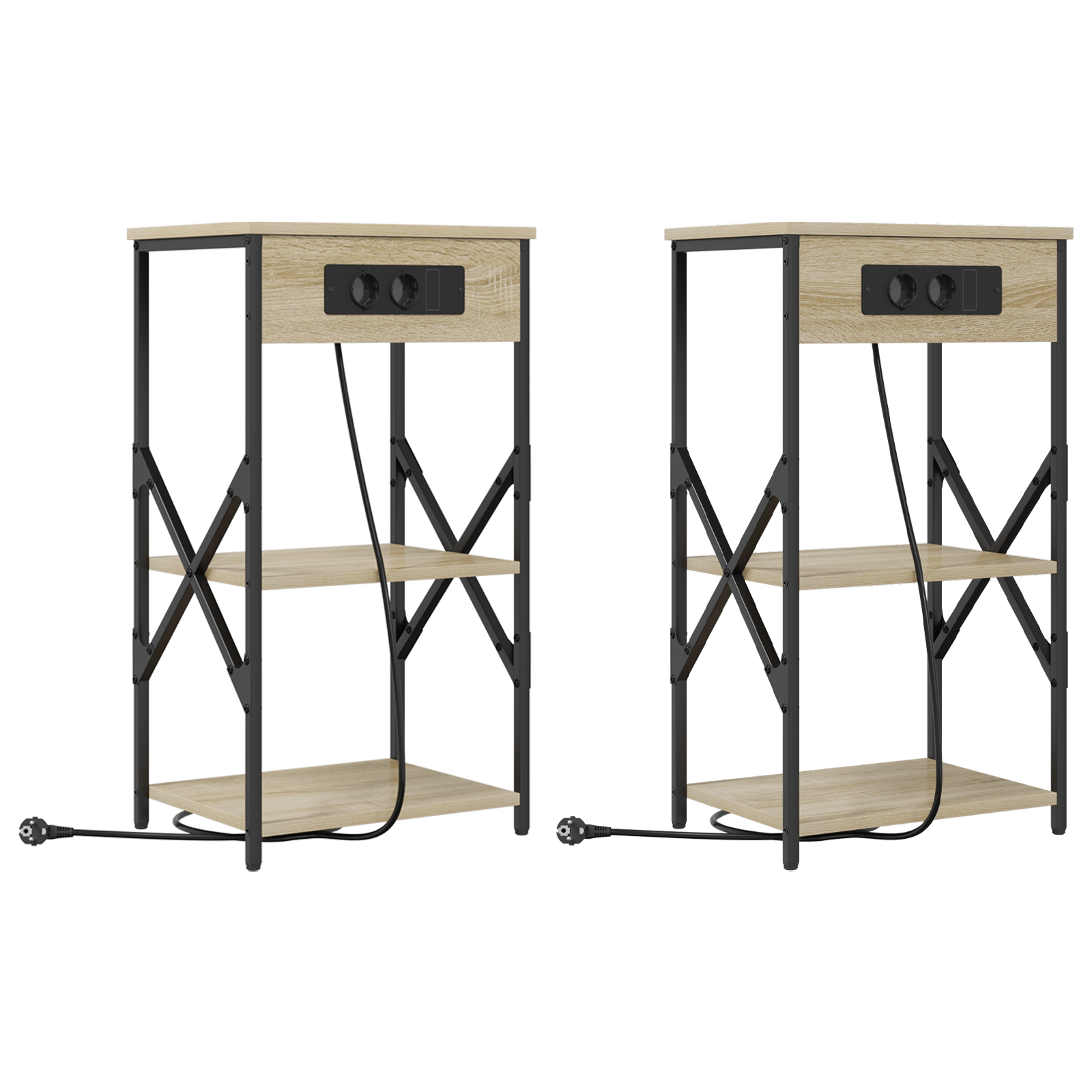 Noptiere 2 pcs Stejar sonoma 41 x 31 x 76 cm Lemn compozit — imaginea 2