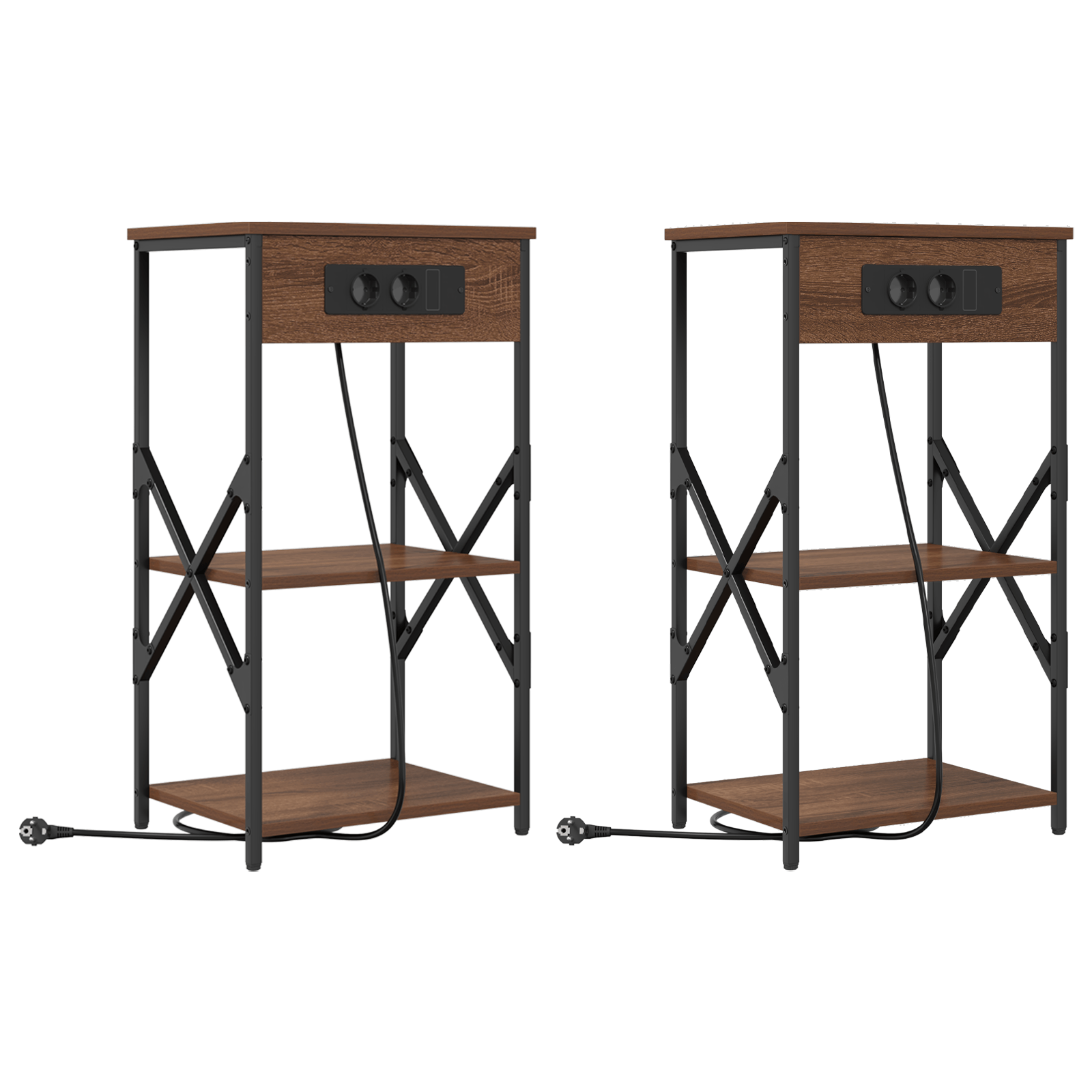 Noptiere 2 pcs Stejar brun 41 x 31 x 76 cm Lemn compozit — imaginea 2