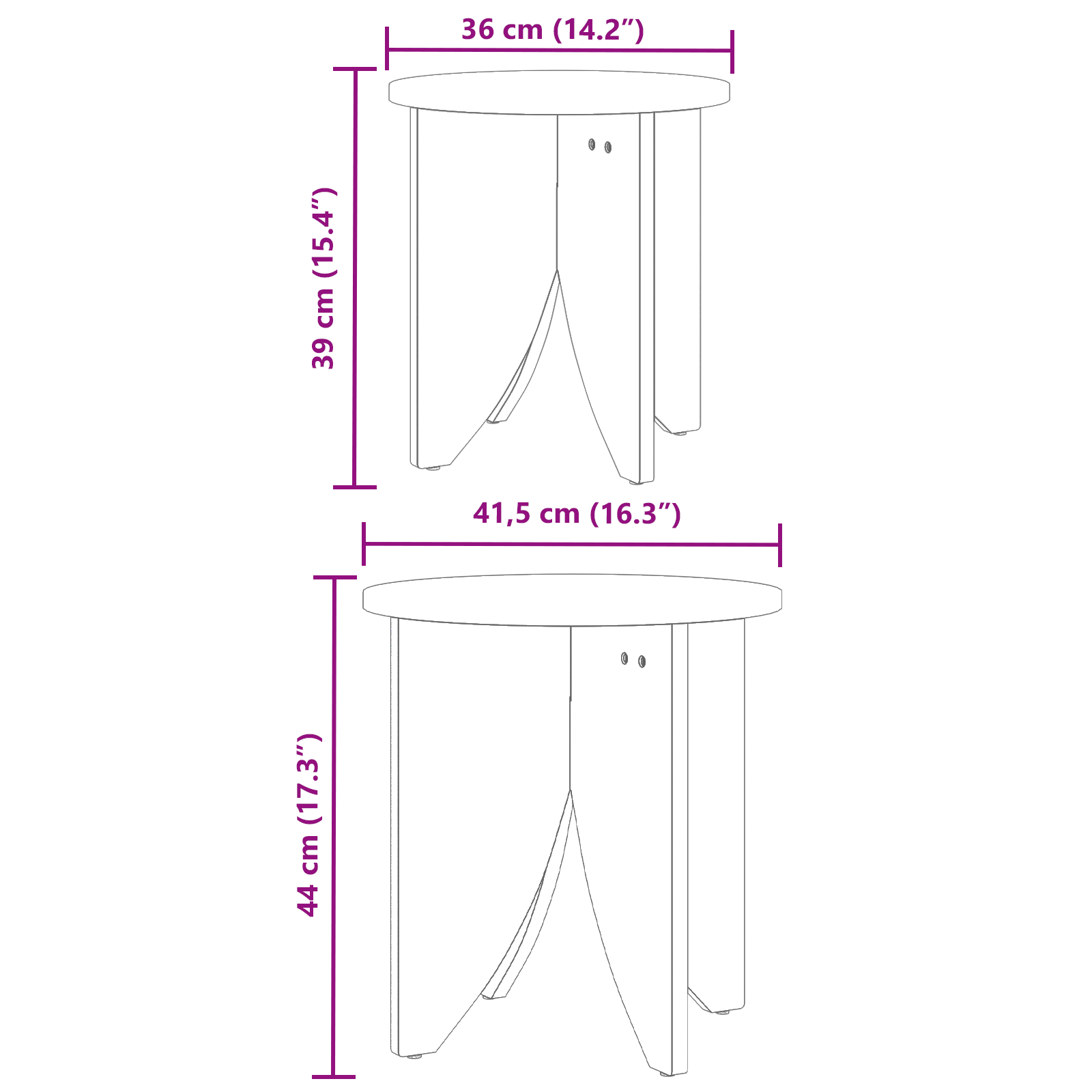 Set de masute de cafea 2 pcs Alb 41.5 x 41.5 x 44 cm — imaginea 9