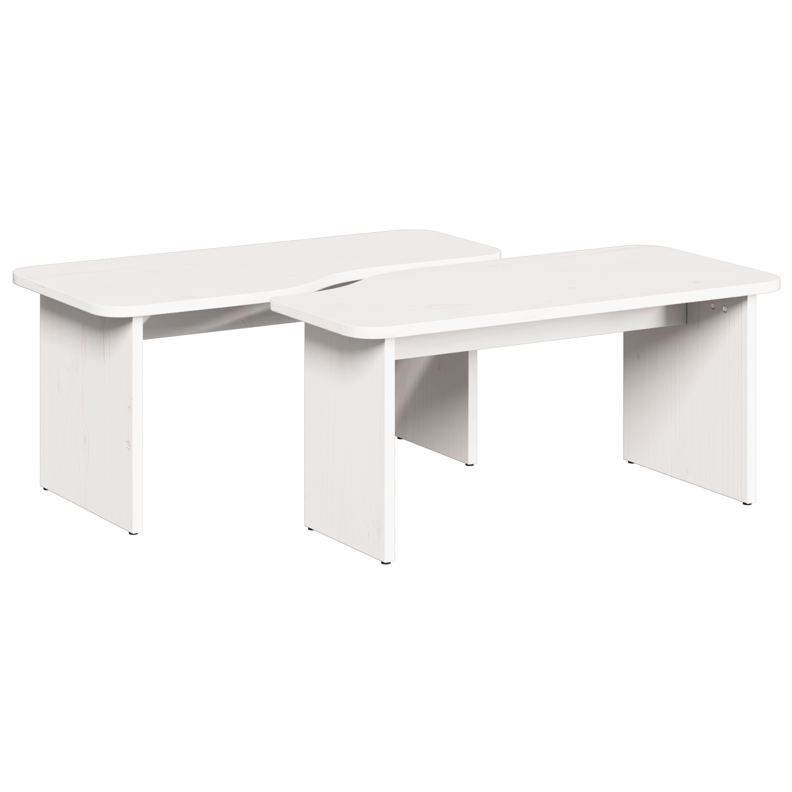 Masa de cafea 2 pcs Alb 100 x 69 x 35.5 cm Lemn de brad solid — imaginea 2