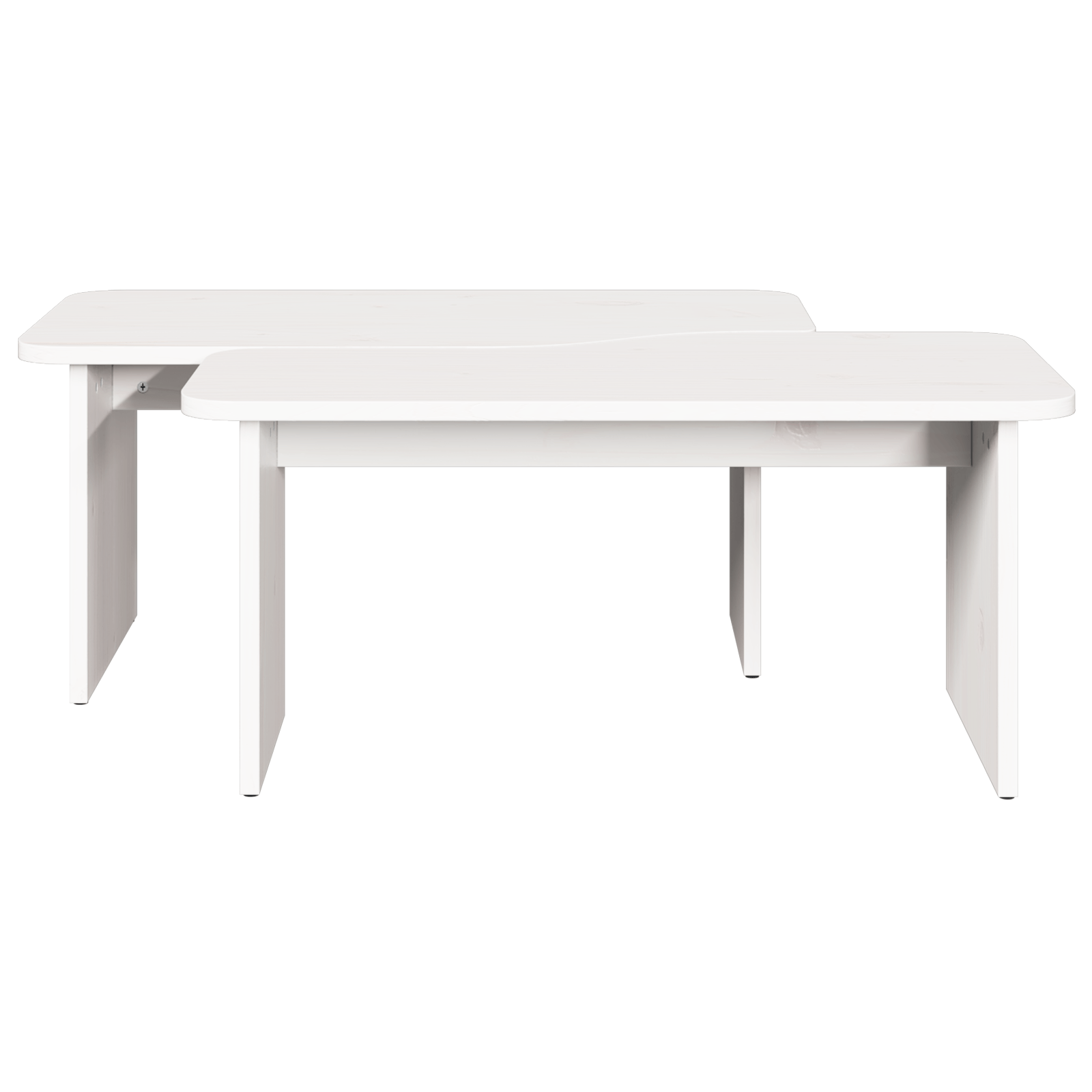 Masa de cafea 2 pcs Alb 100 x 69 x 35.5 cm Lemn de brad solid — imaginea 8