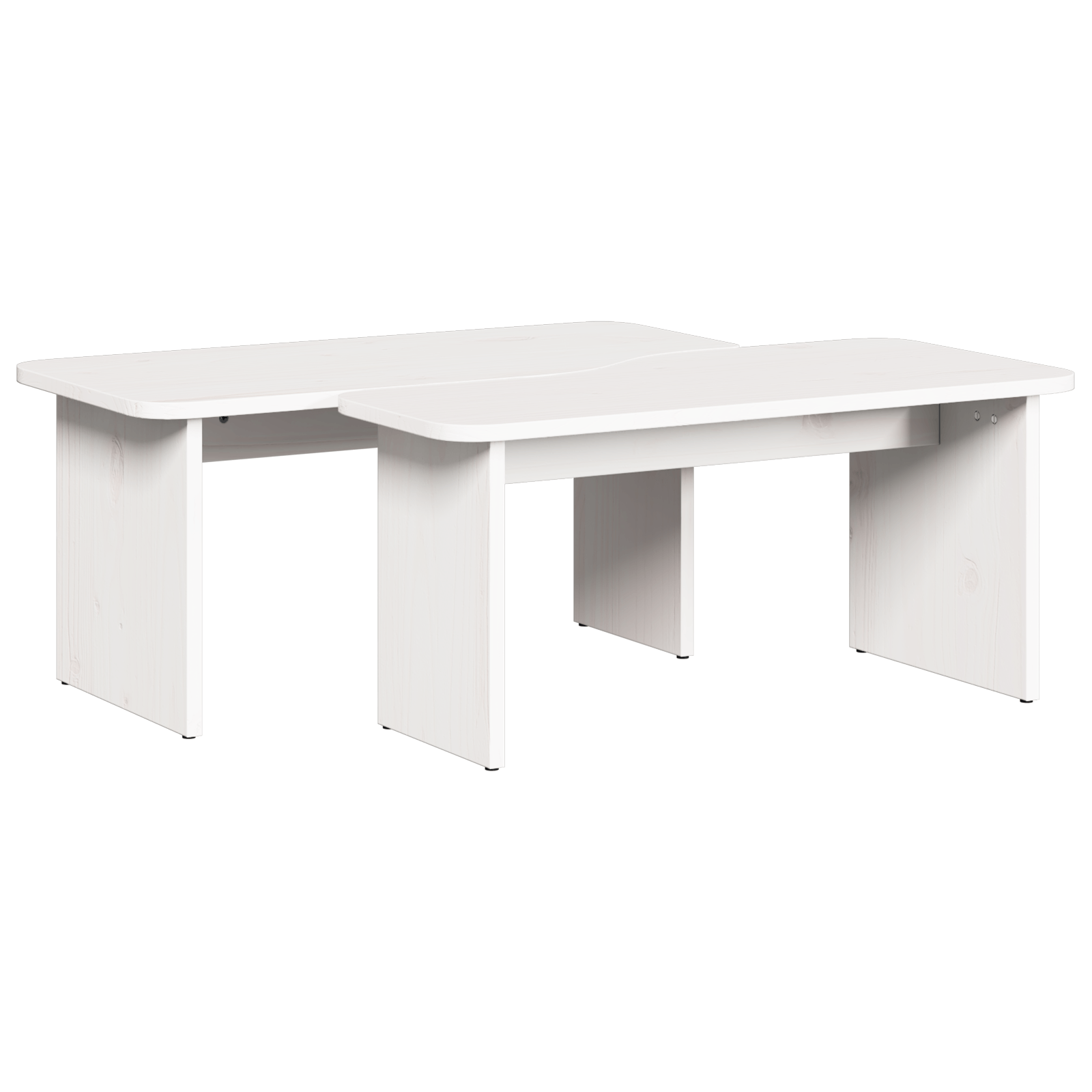 Masa de cafea 2 pcs Alb 100 x 69 x 35.5 cm Lemn de brad solid — imaginea 10