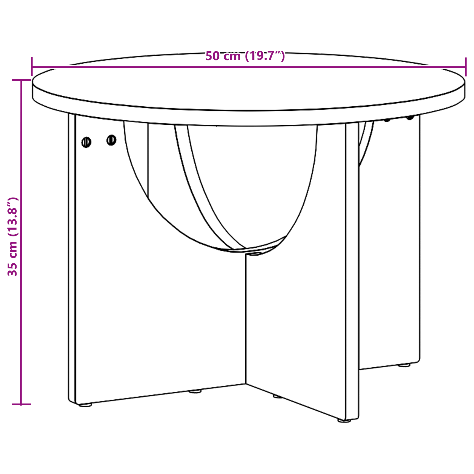 Masa de cafea Alb 50 x 50 x 35 cm Lemn de brad solid — imaginea 11