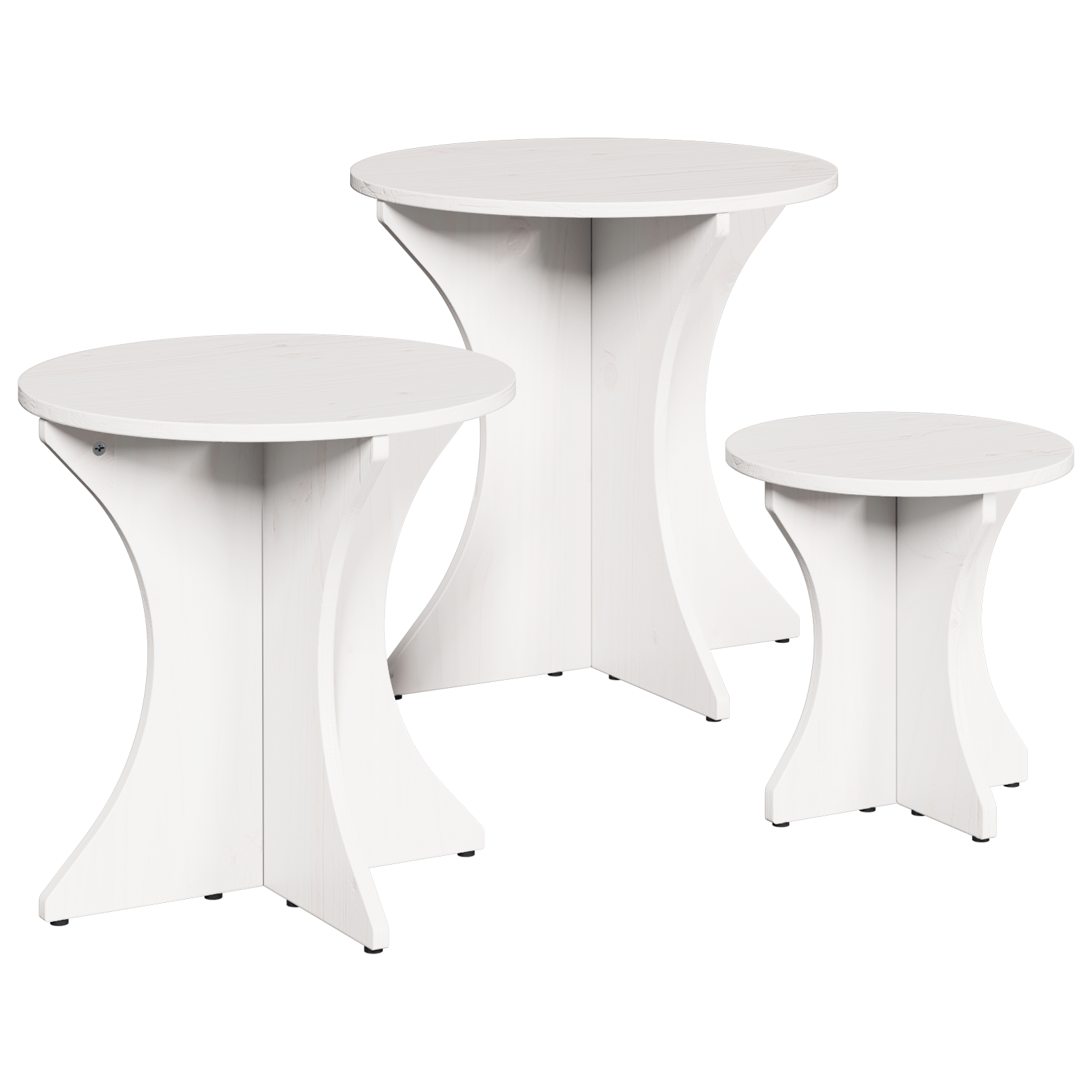 Set de masute de cafea 3 pcs Alb 46 x 46 x 47 cm — imaginea 2