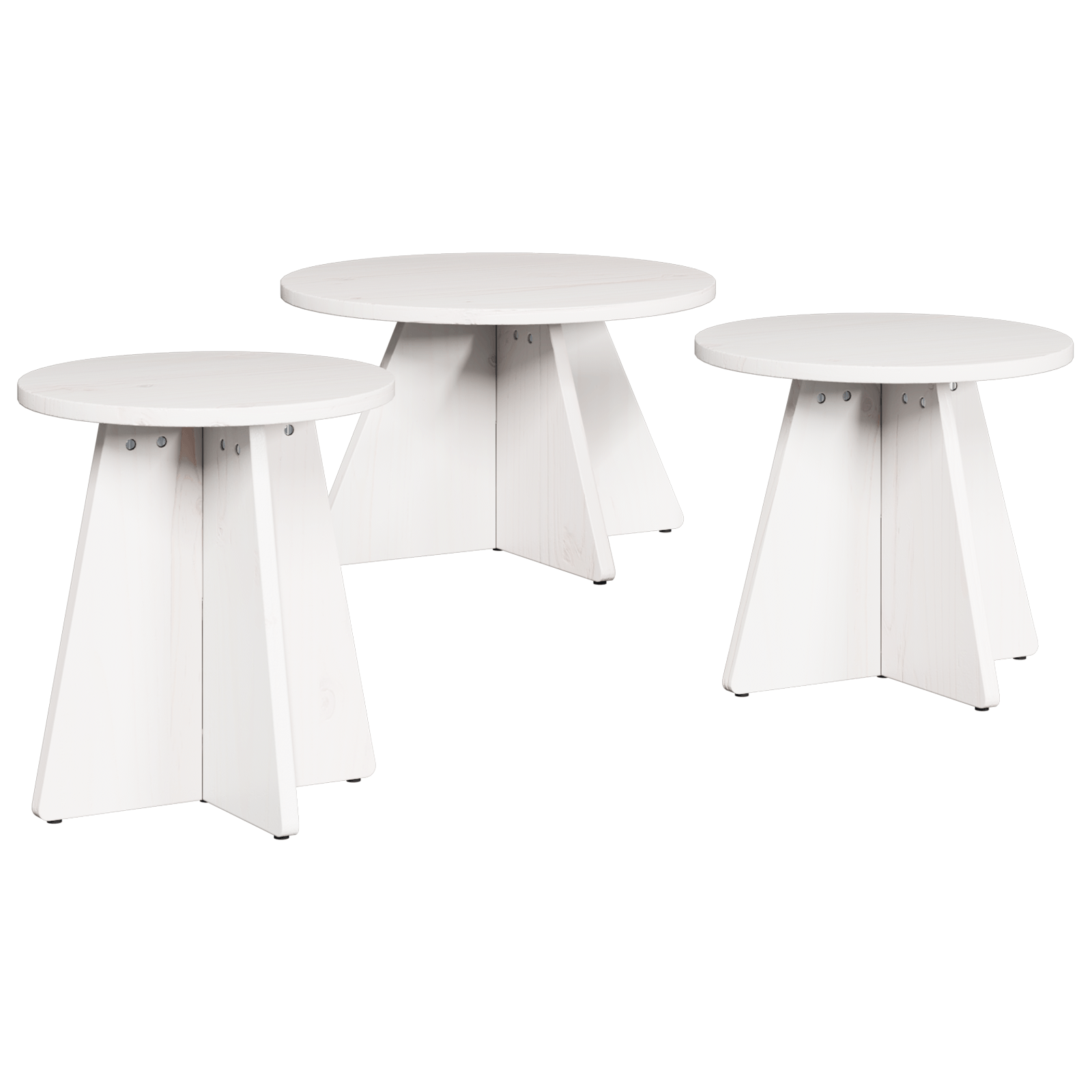 Set de masute de cafea 3 pcs Alb 49 x 49 x 30 cm — imaginea 2