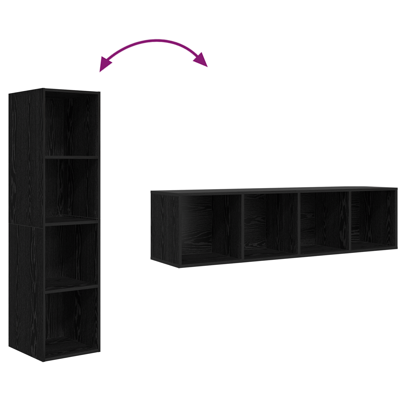 Cabinet TV Stejar negru 37 x 37 x 142.5 cm Lemn compozit — imaginea 13