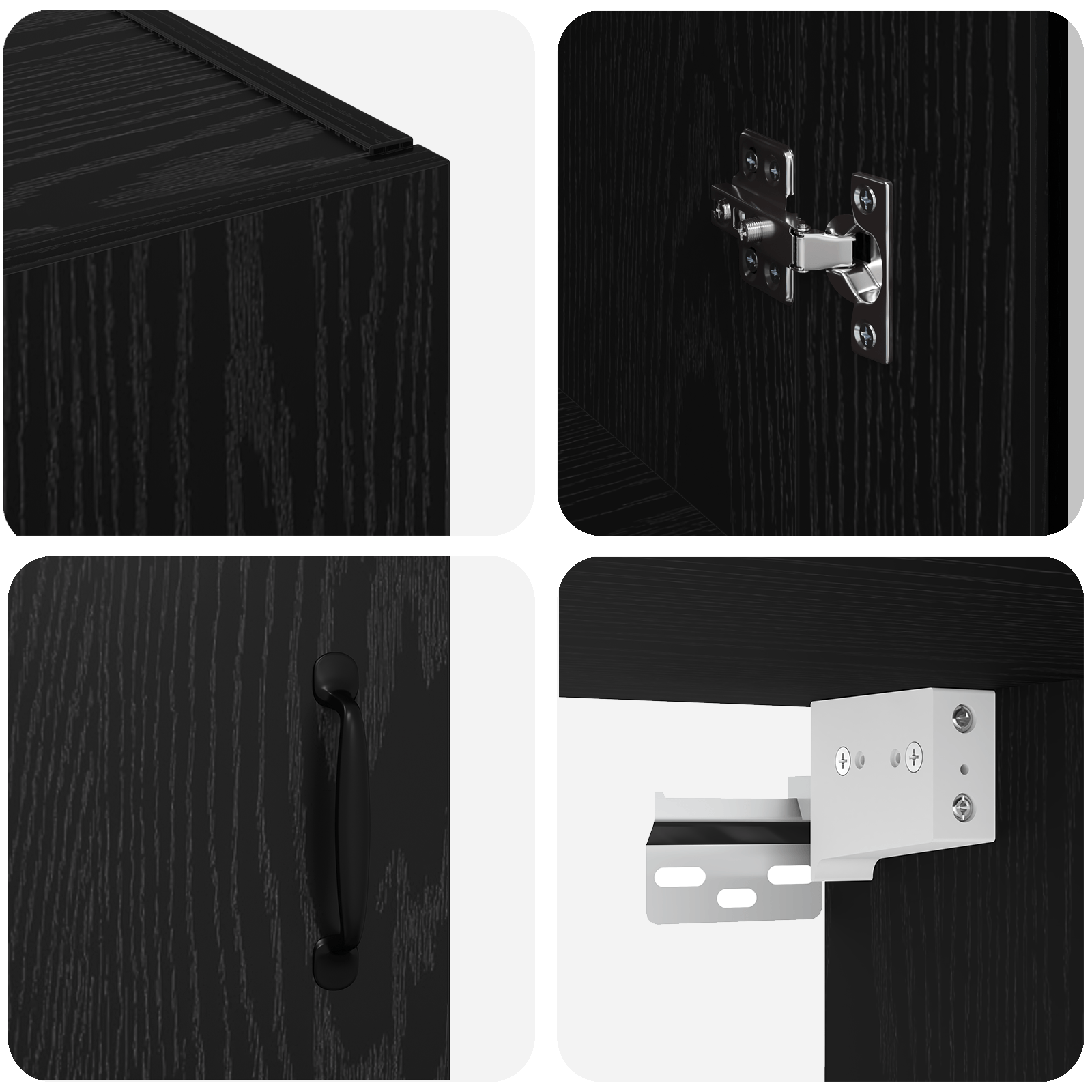 Dulap de perete suspendat Negru 69.5 x 34 x 90 cm Lemn compozit — imaginea 9