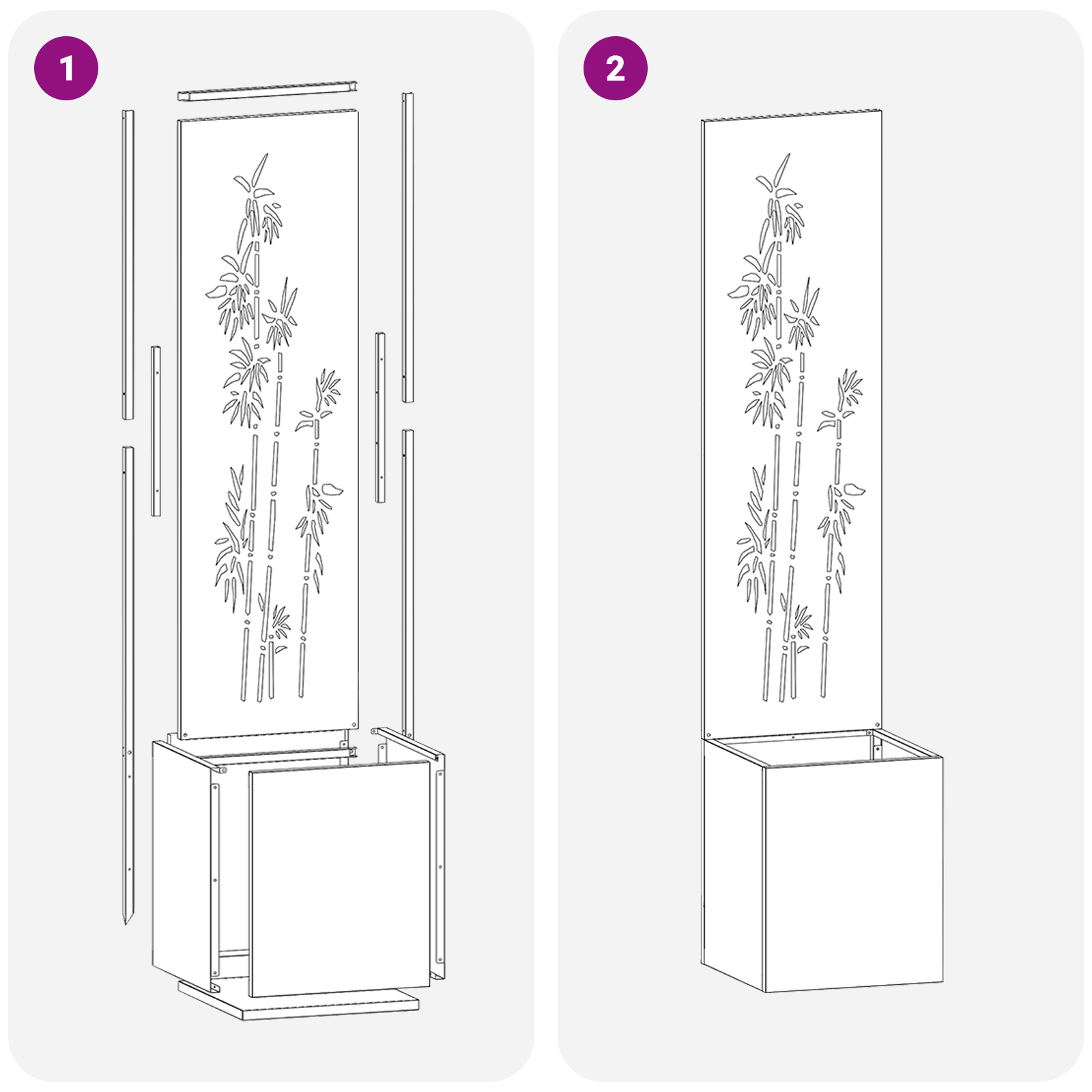 Ghiveci de Gradina cu Panou Decorativ Argintiu 32 x 140 cm — imaginea 9