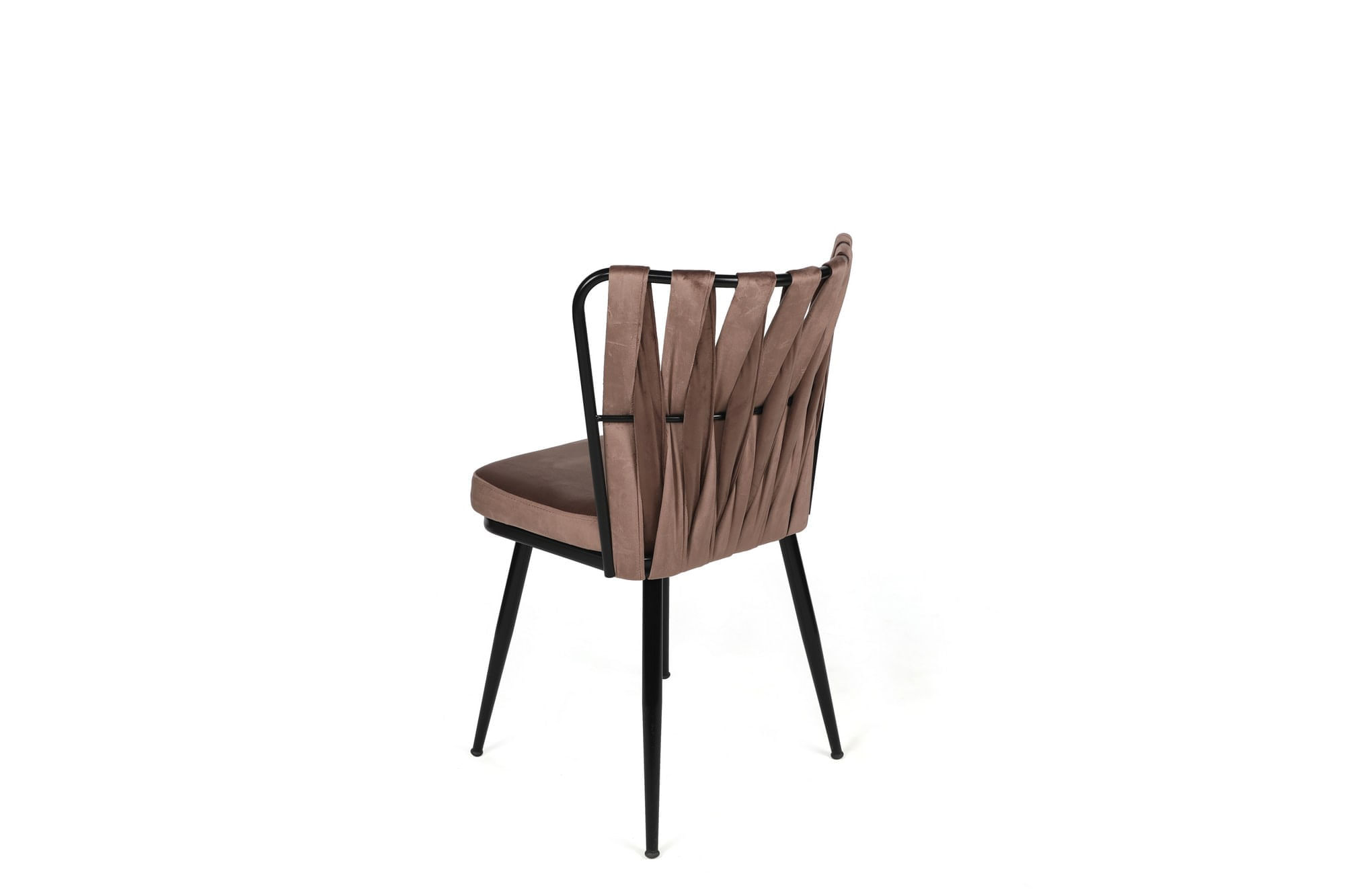 Set scaune, Hanah Home, metal, catifea, maro deschis si negru, 43x43x82 cm, 4 bucati — imaginea 3
