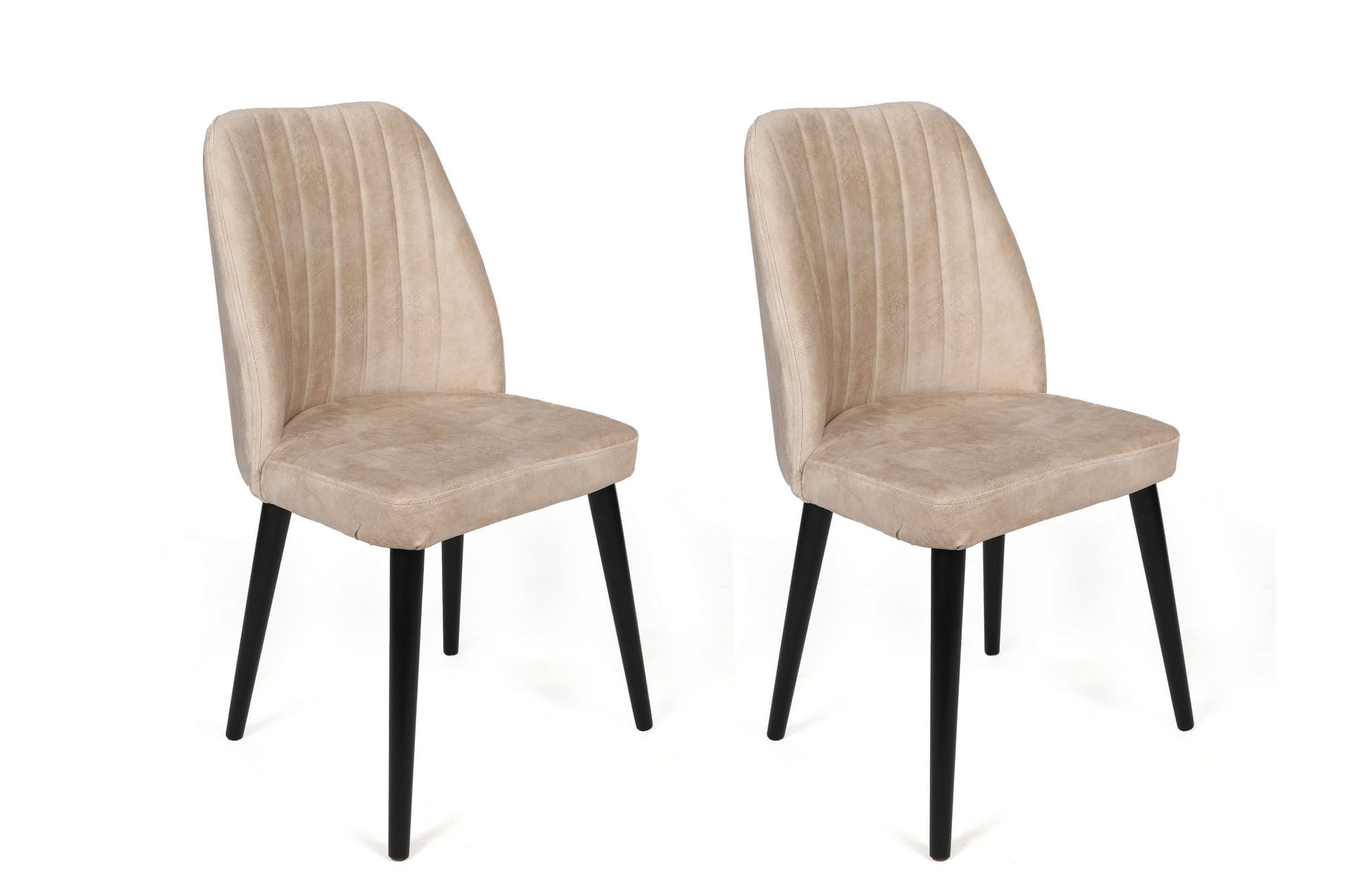 Set scaune, Hanah Home, catifea, crem si negru, 50x49x90 cm, 2 bucati