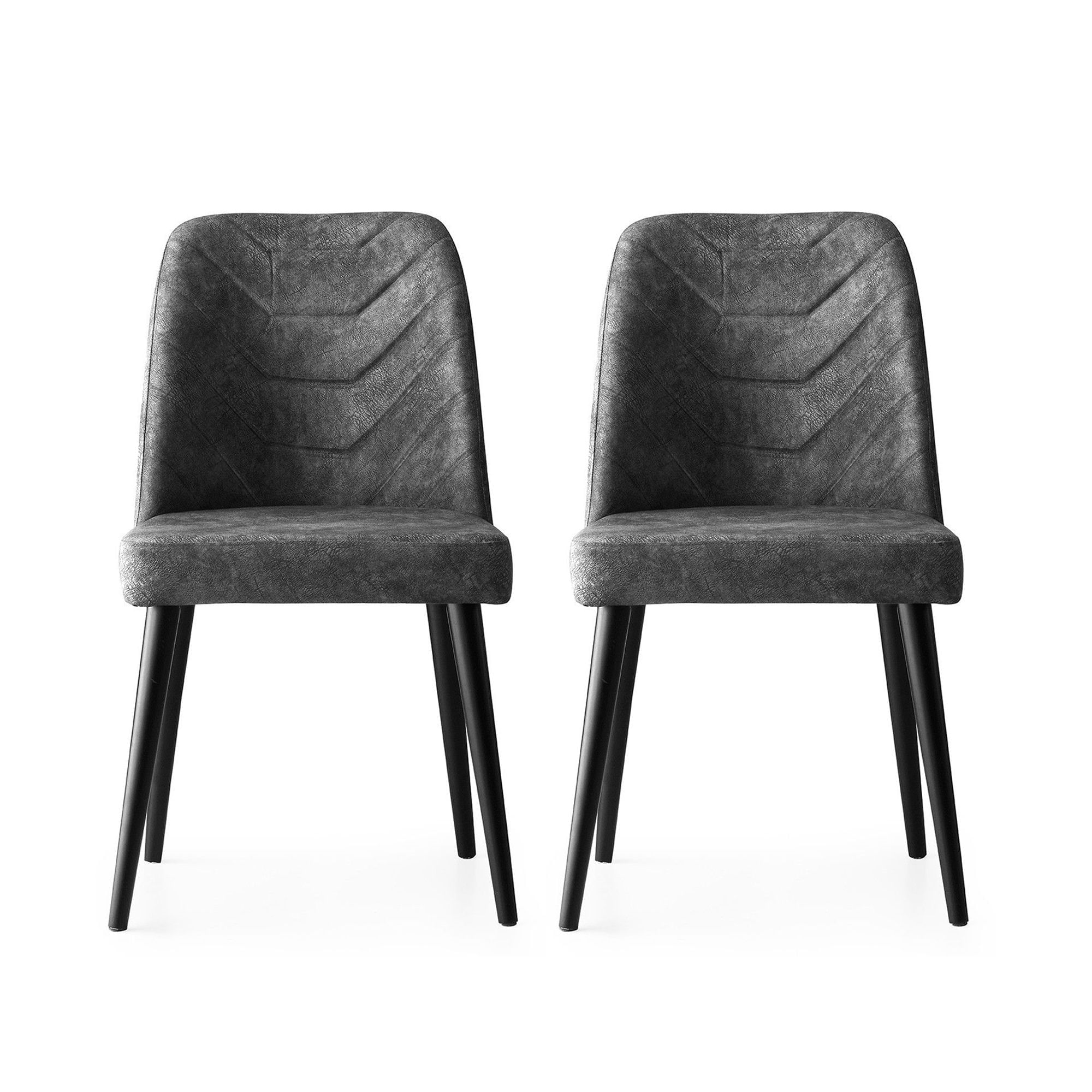 Set scaune, Hanah Home, catifea, antracit, 50x49x90 cm, 2 bucati