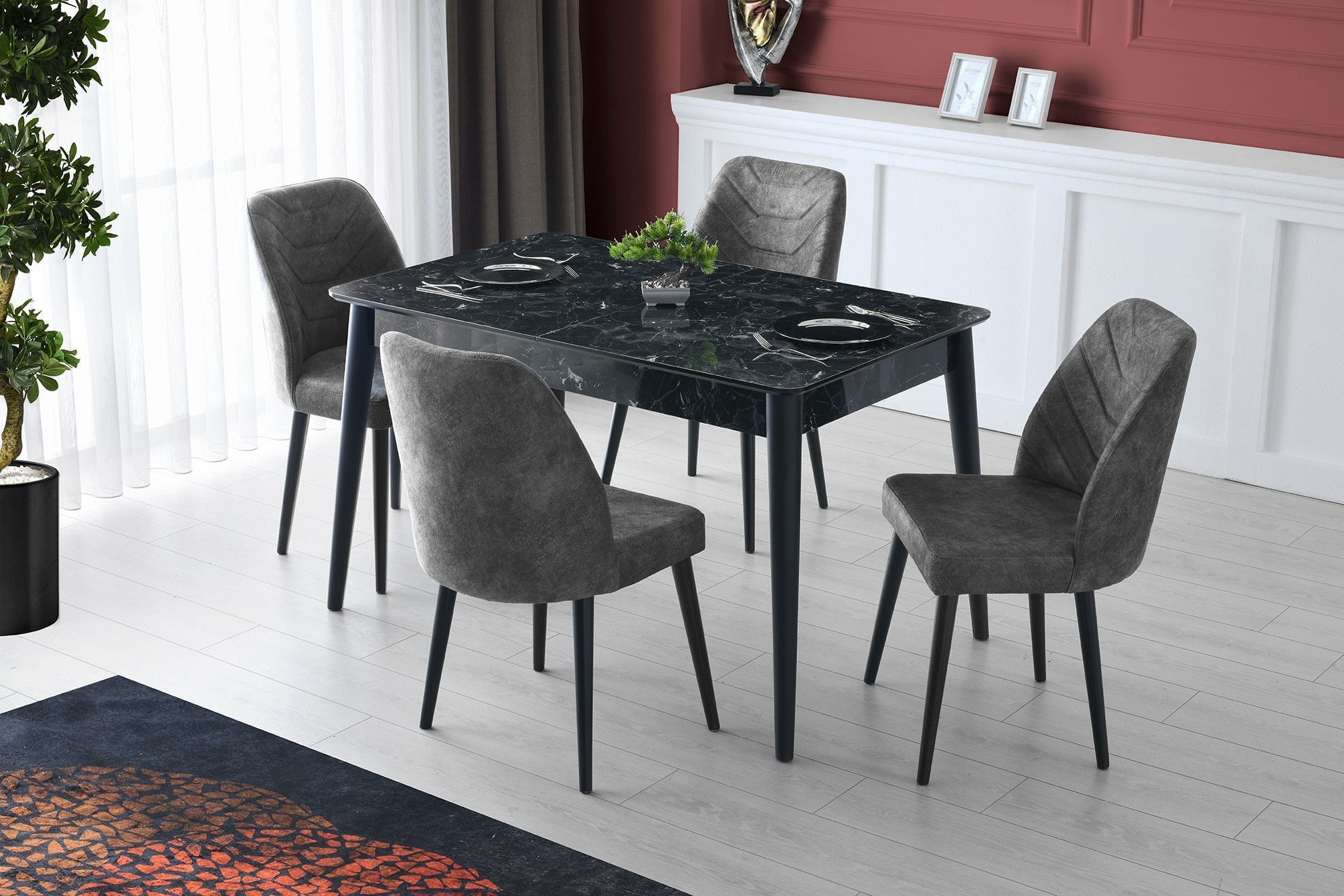 Set scaune, Hanah Home, catifea, antracit, 50x49x90 cm, 2 bucati — imaginea 2