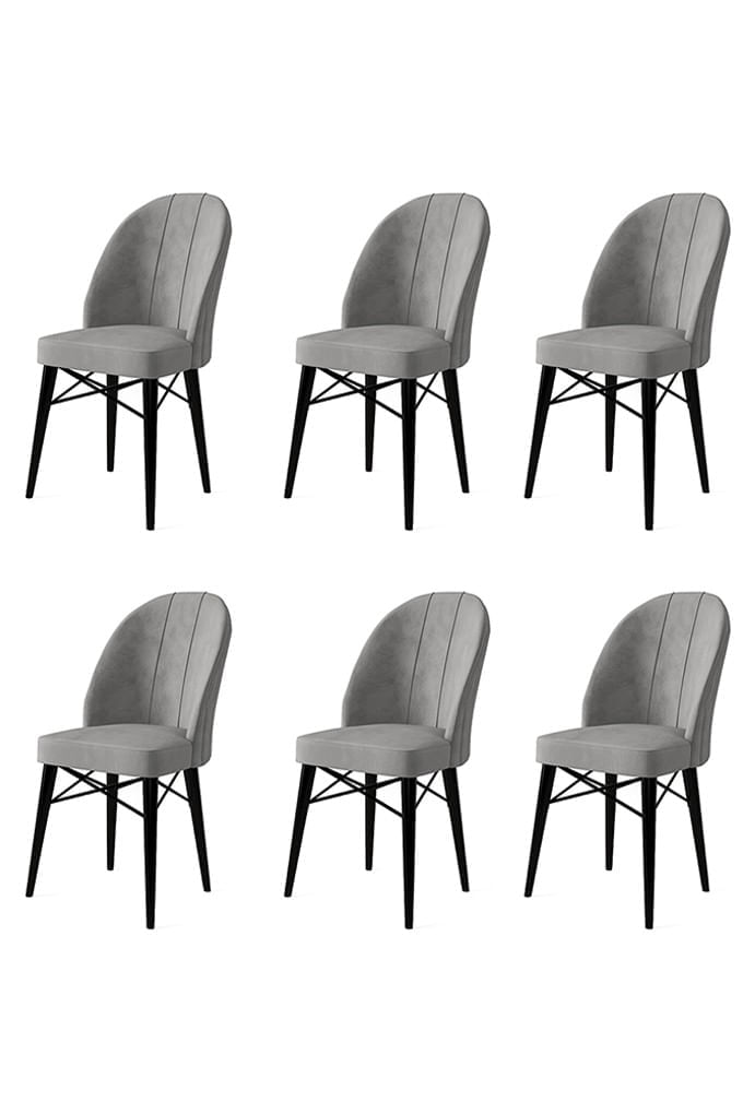Set scaune, Hanah Home, metal, gri, negru, 44x42x96 cm, 6 piese