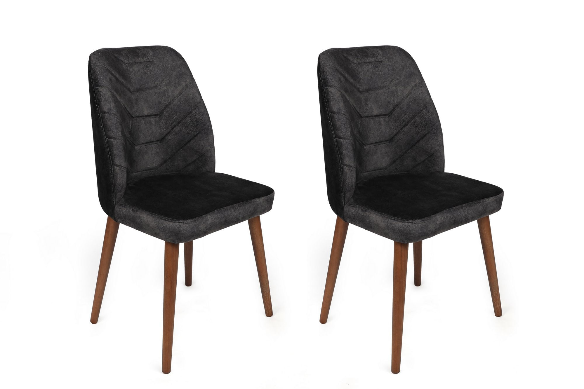 Set scaune, Hanah Home, catifea, antracit maro, 50x49x90 cm
