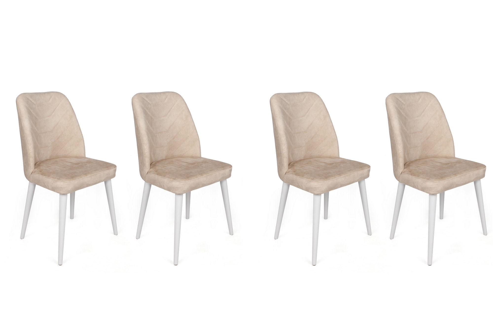Set scaune, Hanah Home, catifea, bej alb, 50x49x90 cm