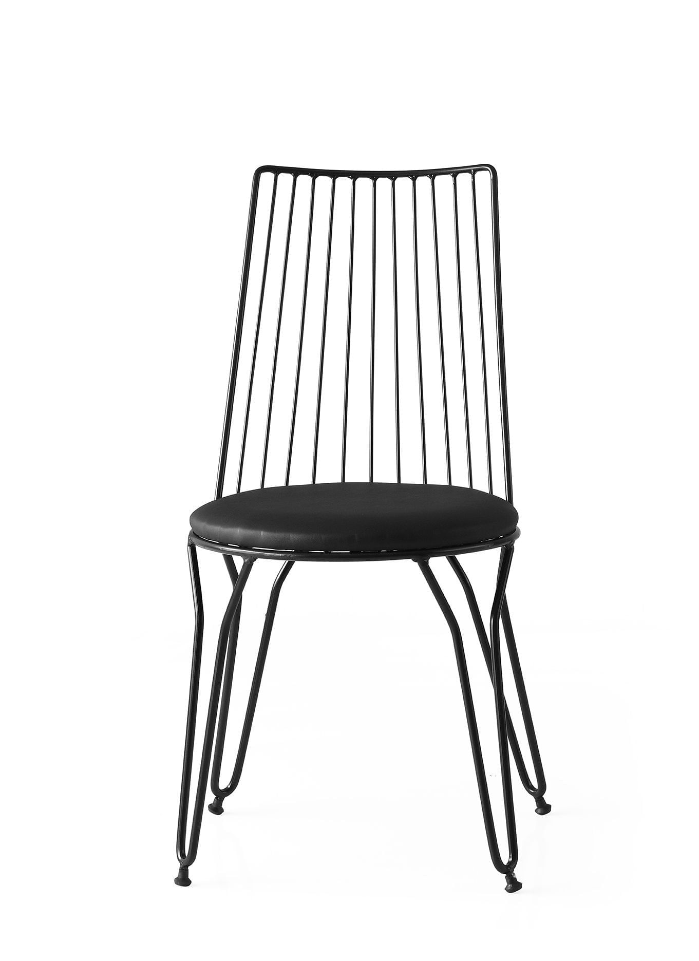 Set scaune, Hanah Home, metal, piele ecologica, negru, 44x44x84 cm — imaginea 3
