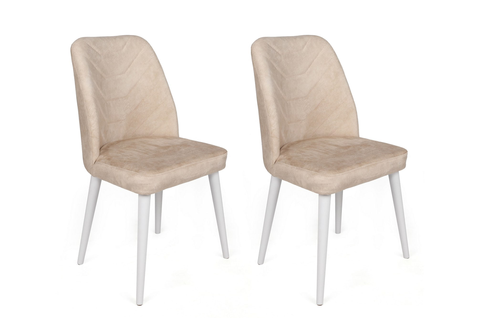 Set scaune, Hanah Home, catifea, bej alb, 50x49x90 cm — imaginea 2