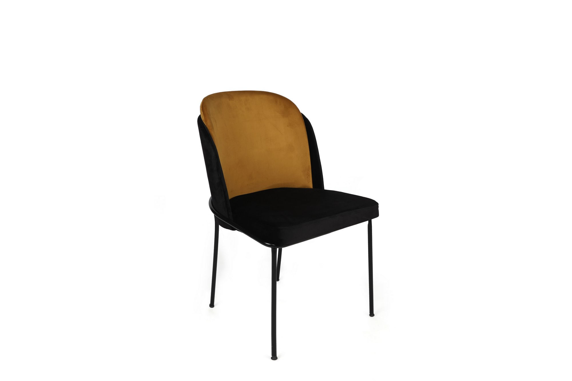 Set scaune, Hanah Home, catifea, mustar si negru, metal, 54x55x86 cm, 2 bucati — imaginea 4