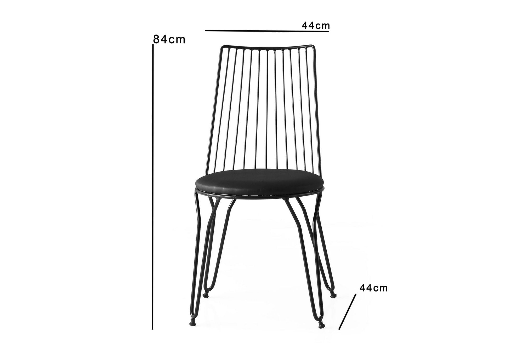 Set scaune, Hanah Home, metal, piele ecologica, negru, 44x44x84 cm — imaginea 4